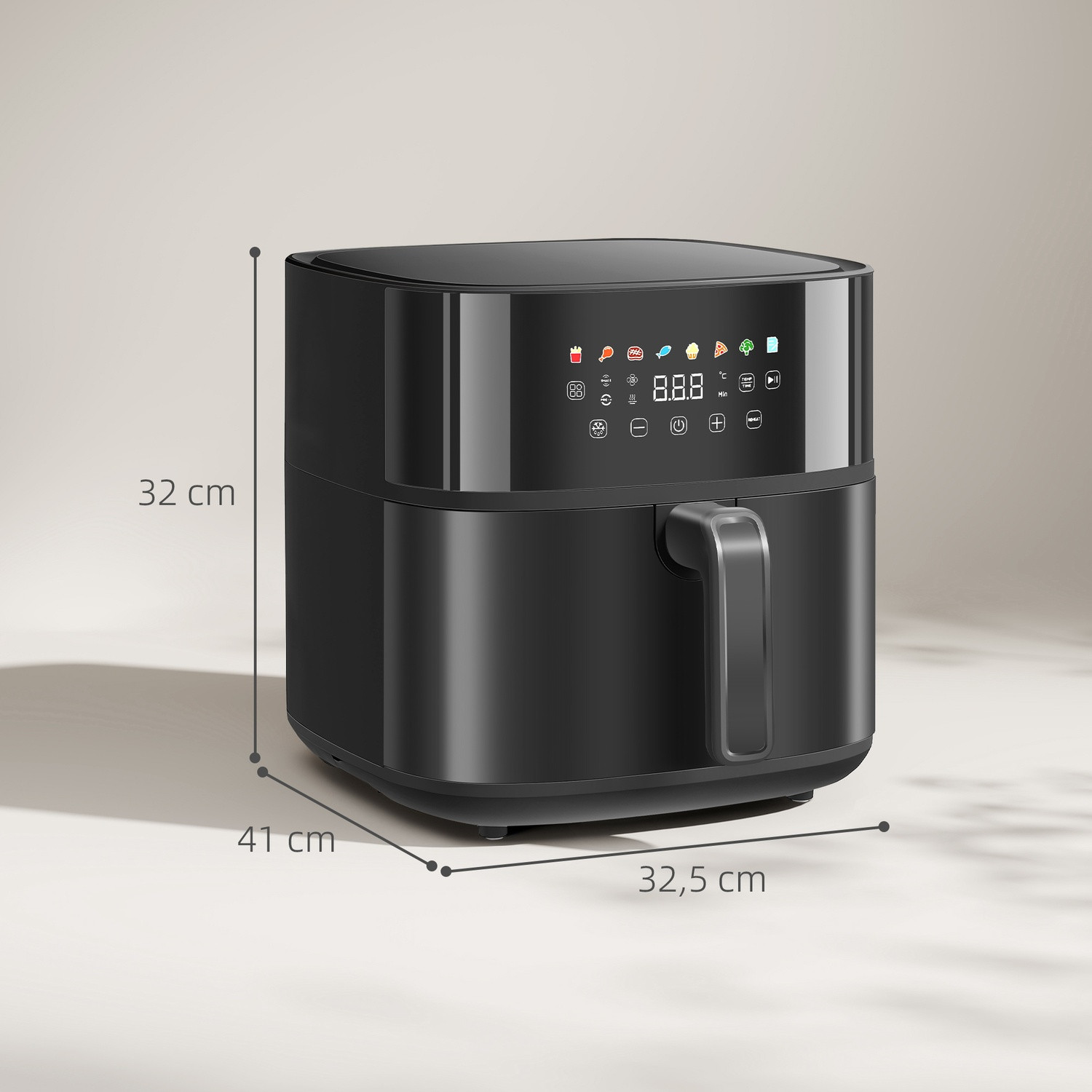 Friggitrice ad aria, 8 l, 8 programmi, schermo LED, nero