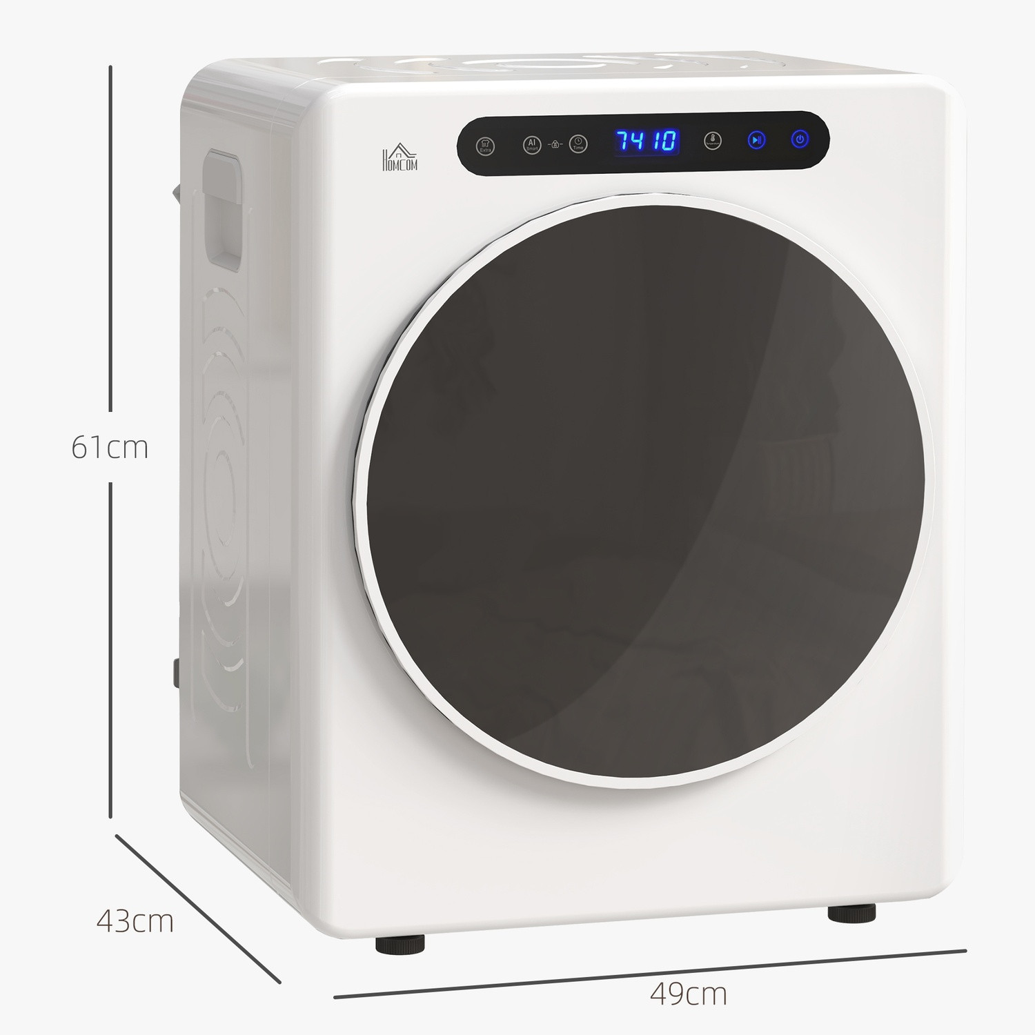 Sèche-linge compact, capacité de 4 kg, commande tactile, blanc