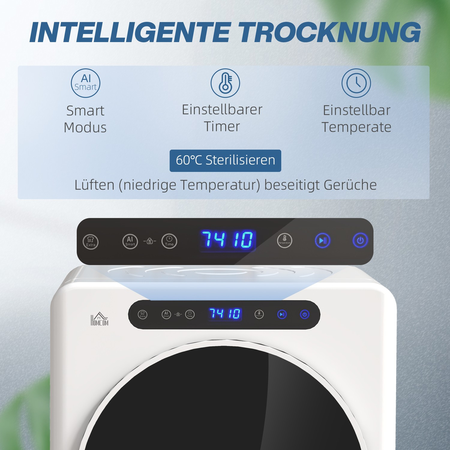 Sèche-linge compact, capacité de 4 kg, commande tactile, blanc