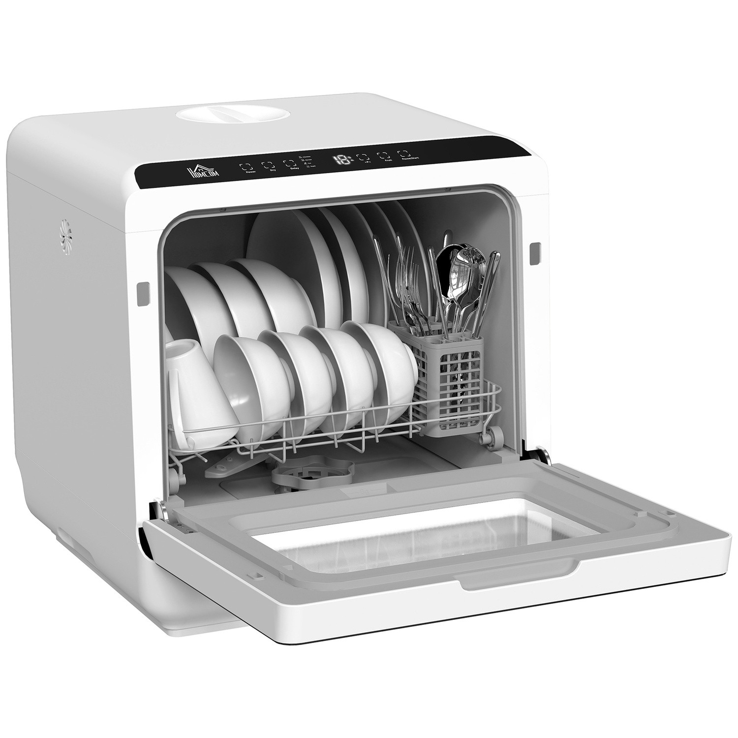 Countertop Dishwasher, 6L Tank, 5 Programs, LED Display