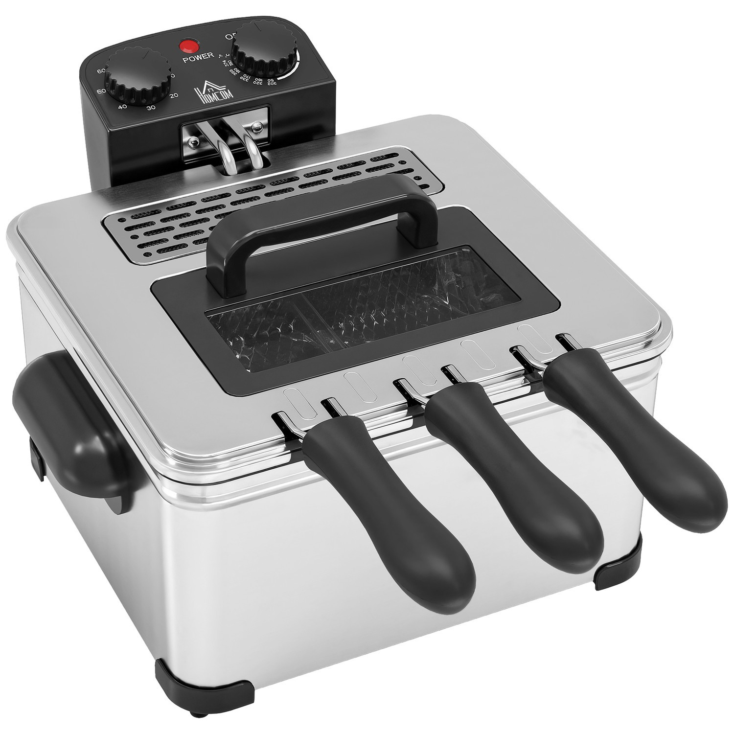 Friggitrice, capacità olio 5 l, timer, 2000 W, argento