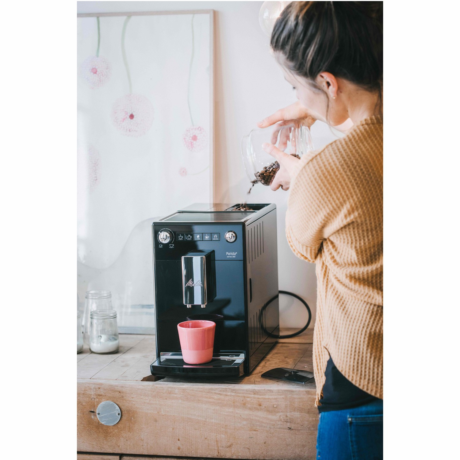 Macchina da caffè automatica, design sottile, macinacaffè silenzioso
