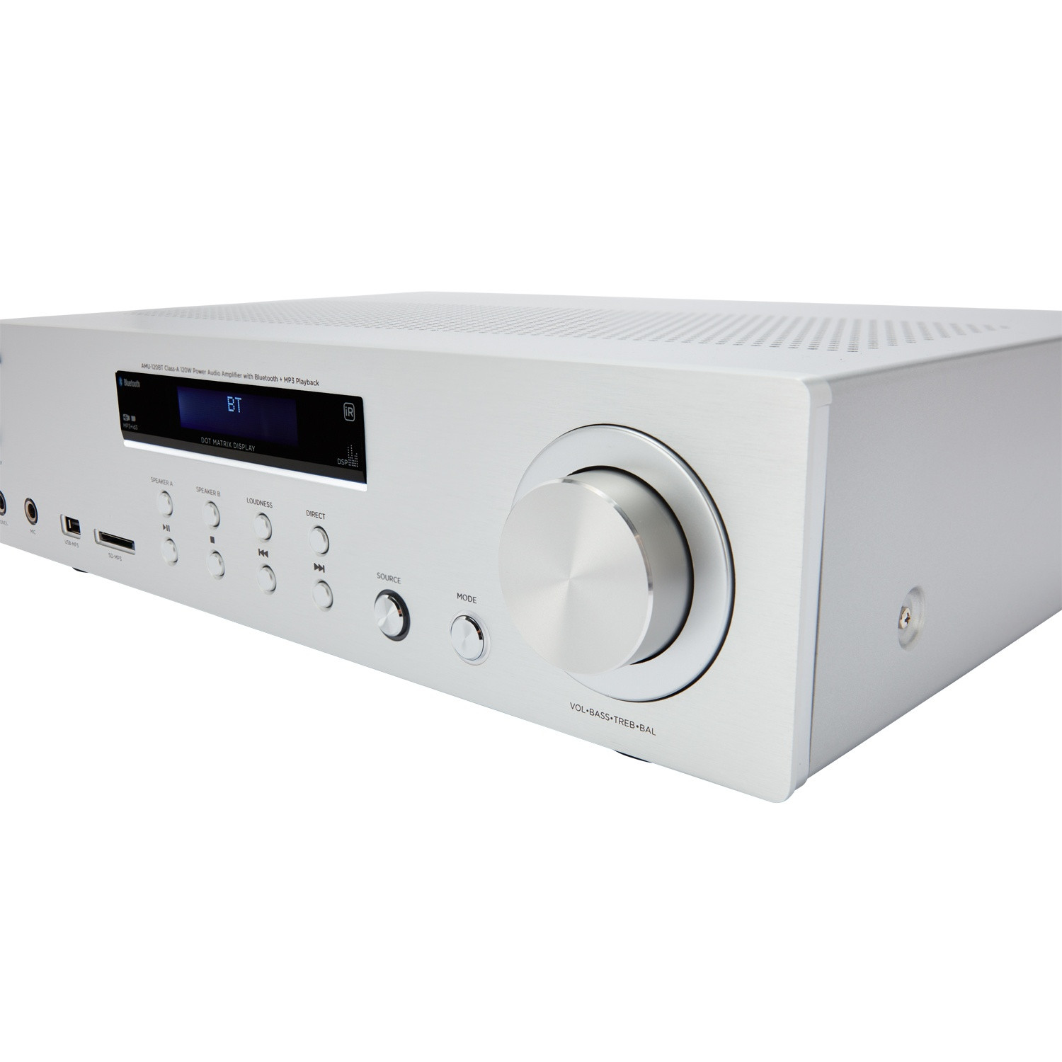Bluetooth Amplifier, 2x60W RMS, Silver Finish