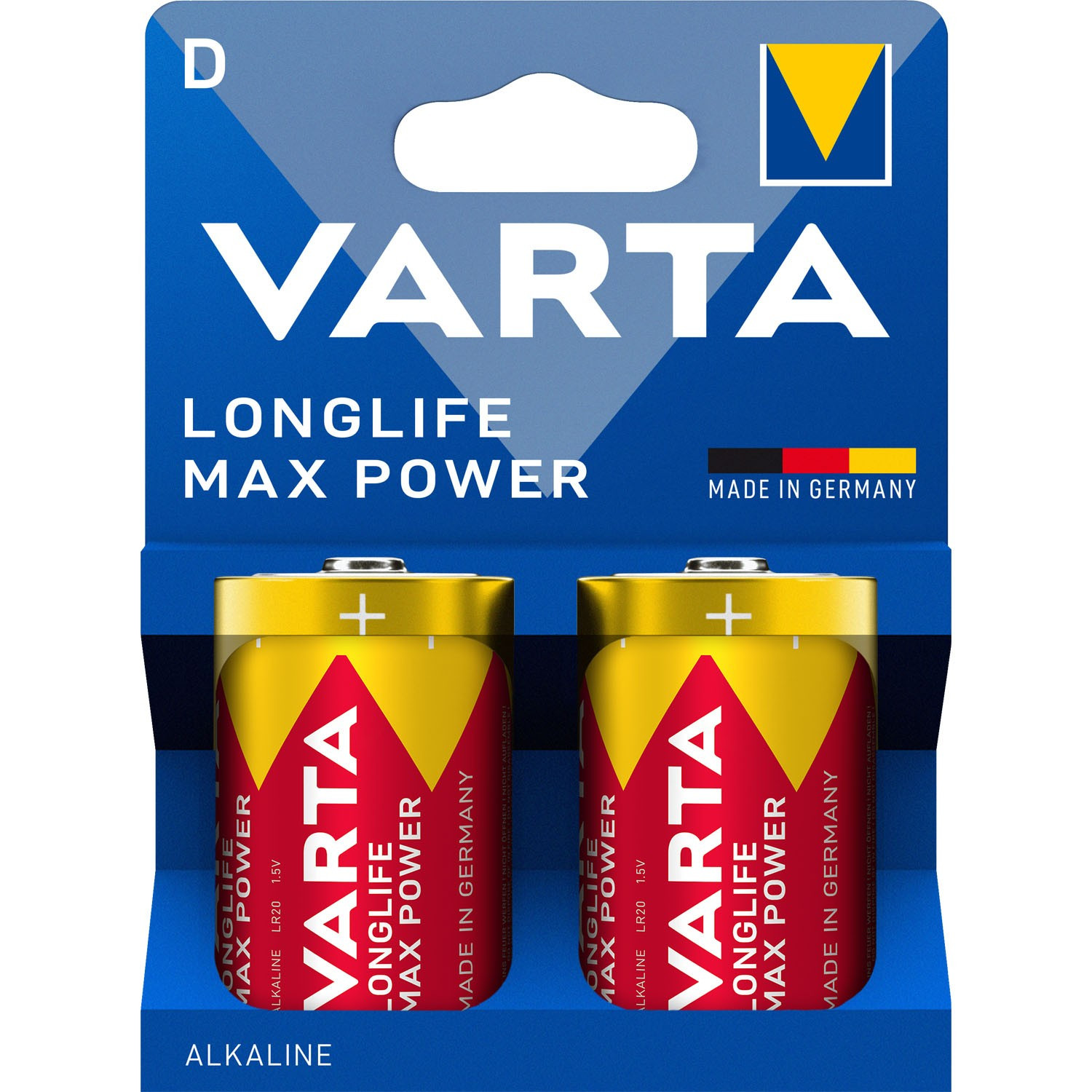 Pilhas D, Longlife Max Power, pacote com 2