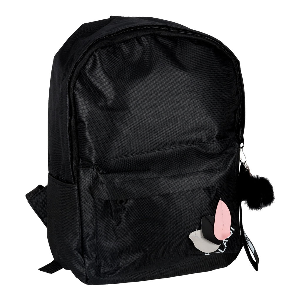 Sac à dos d'école noir, compartiment unique