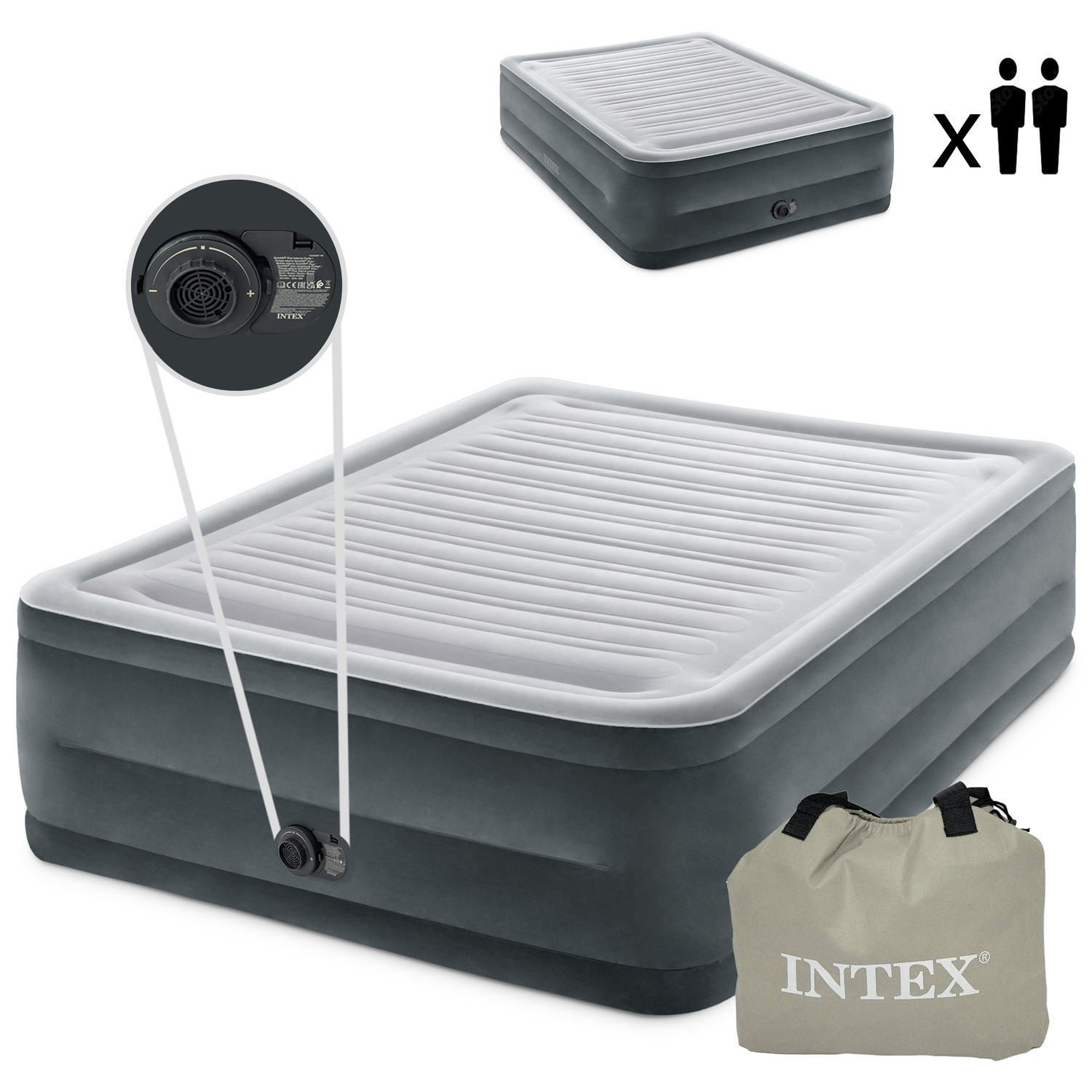 Matelas gonflable double avec pompe intégrée