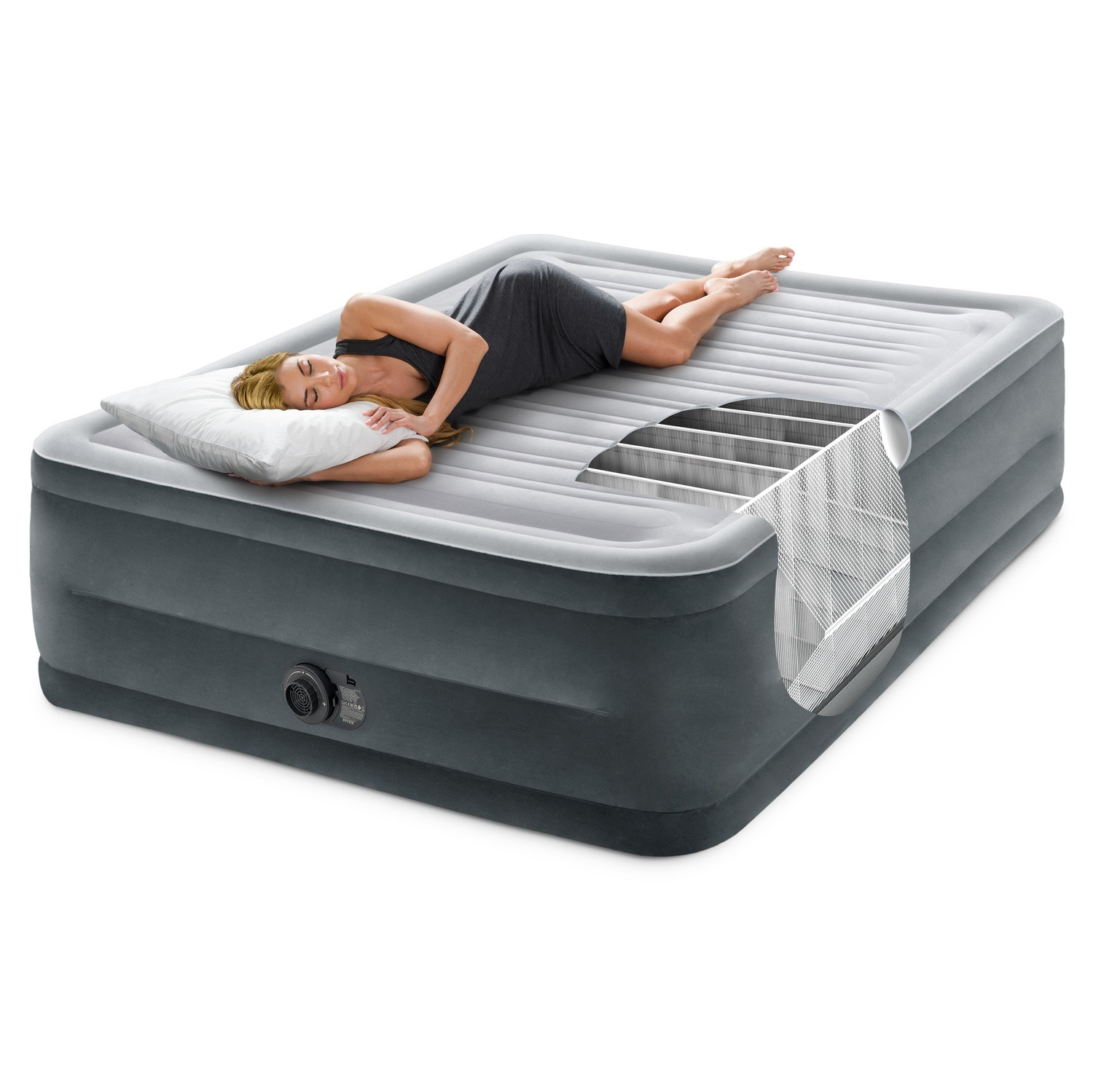 Matelas gonflable double avec pompe intégrée