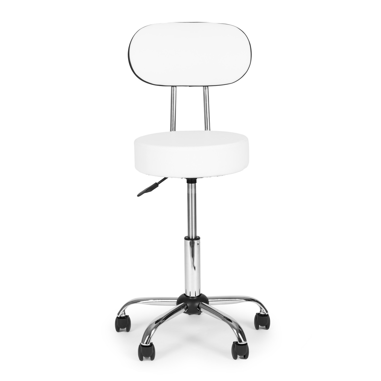 Adjustable Swivel Stool with Backrest – White