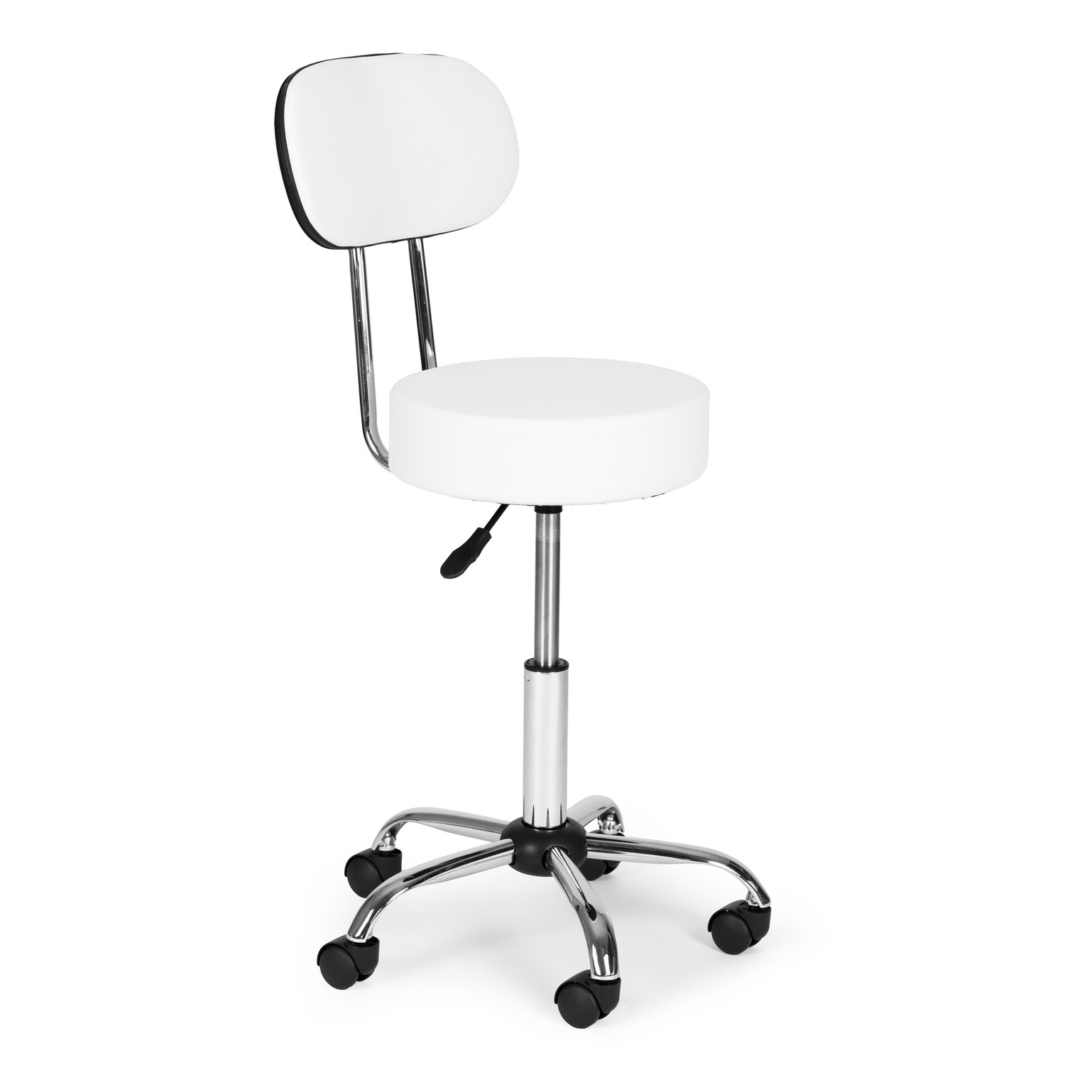 Tabouret pivotant réglable avec dossier – Blanc