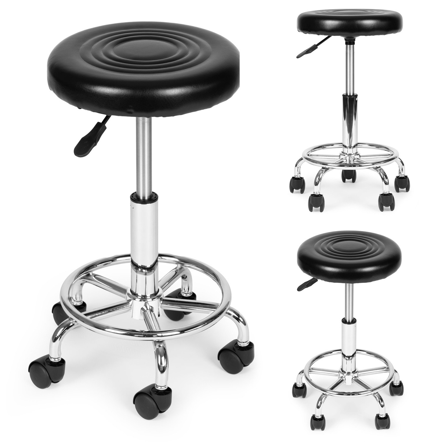 Tabouret pivotant réglable pour usage médical, noir