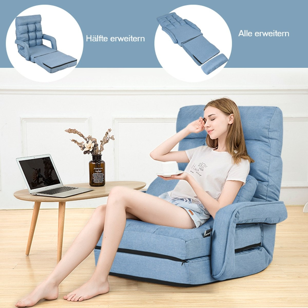 Sofá cama convertible – Reclinable ajustable con cojín