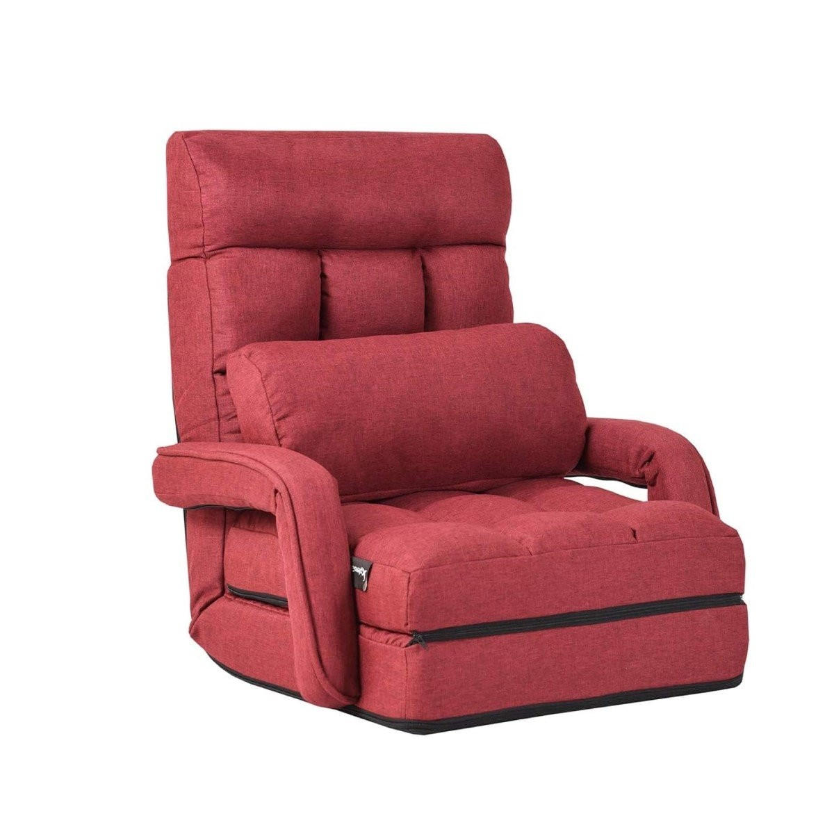 Sofá cama convertible rojo con respaldo ajustable
