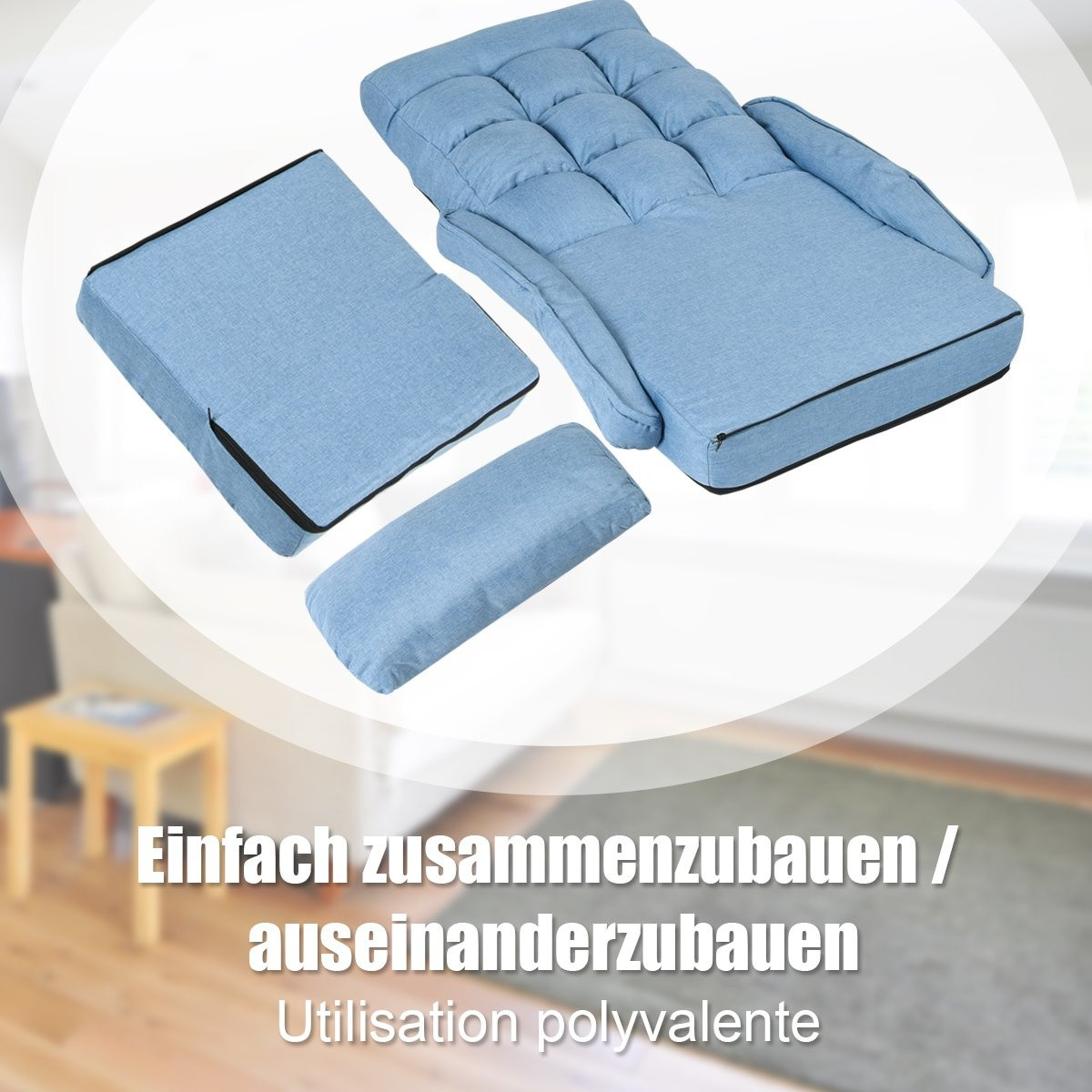 Sofá cama convertible – Reclinable ajustable con cojín
