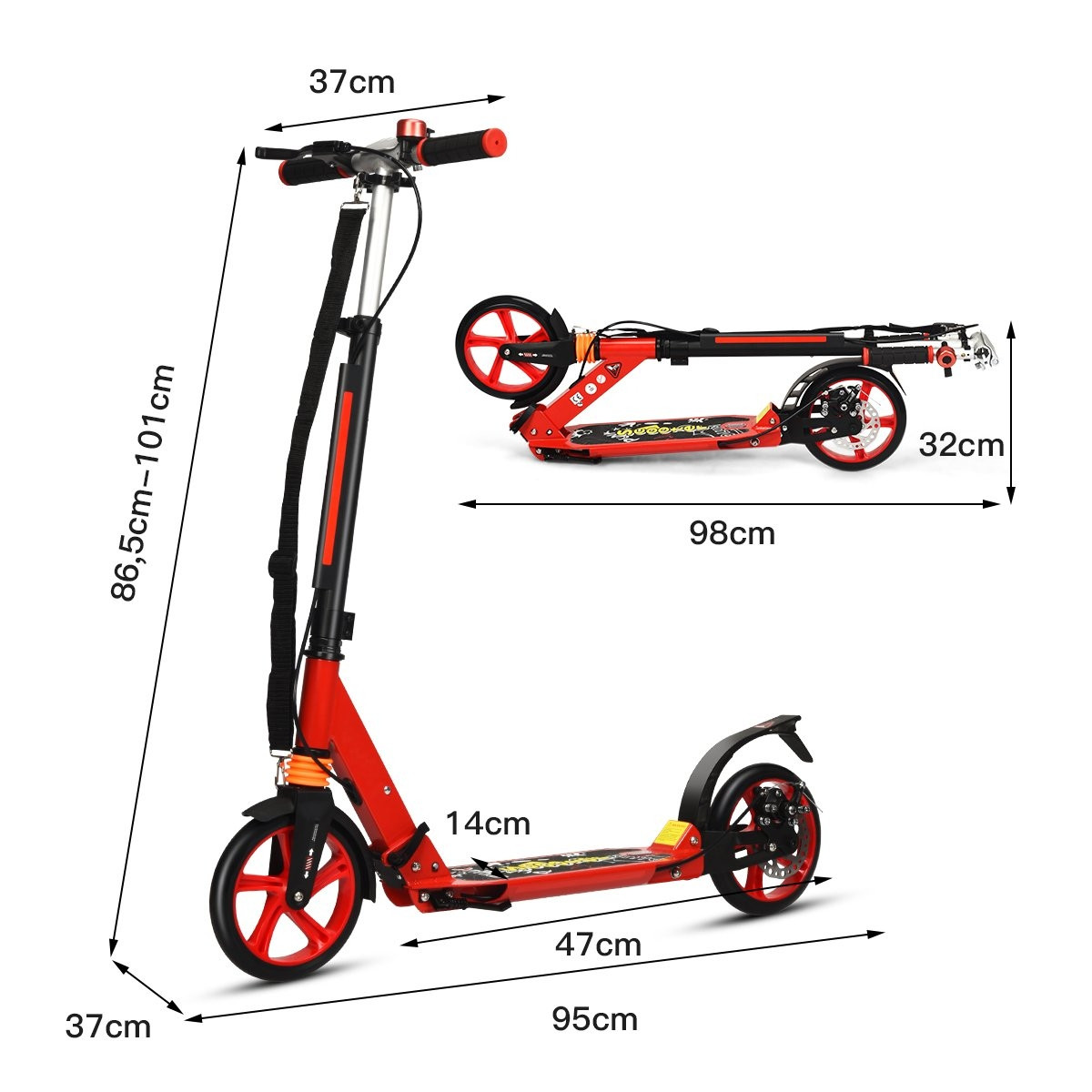 Verstelbare kinderstep, opvouwbaar, rood