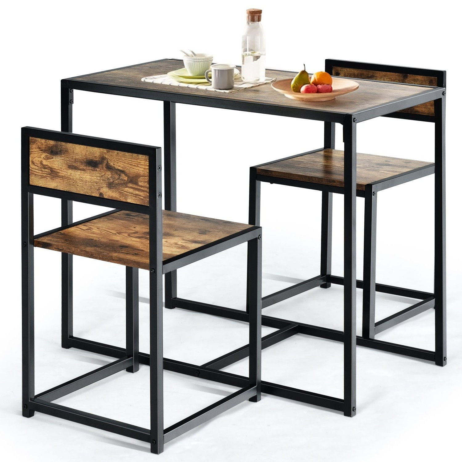 3-Piece Dining Set – Table and 2 Chairs, Space-Saving Design