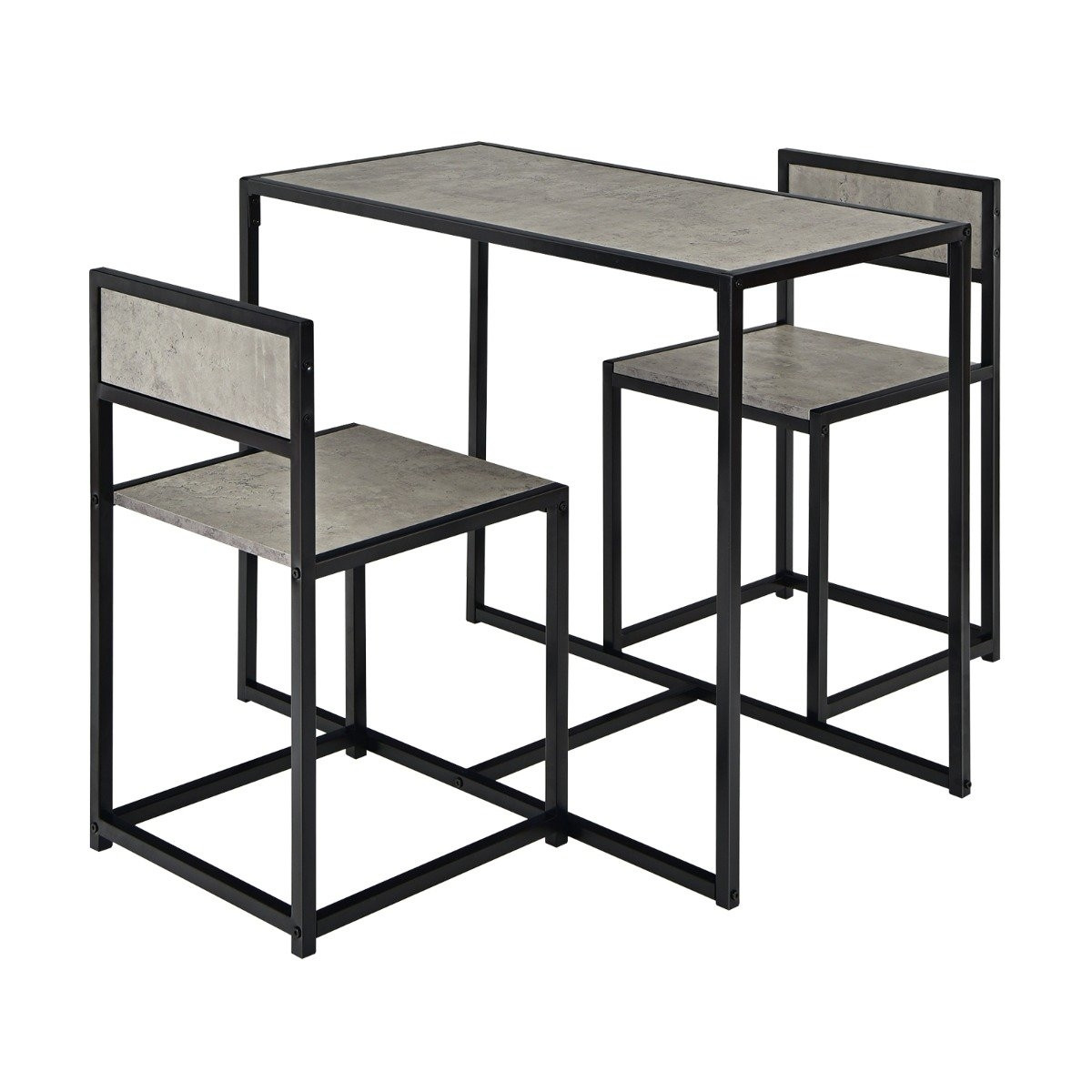 3-Piece Dining Set with Compact Table & 2 Chairs, Gray