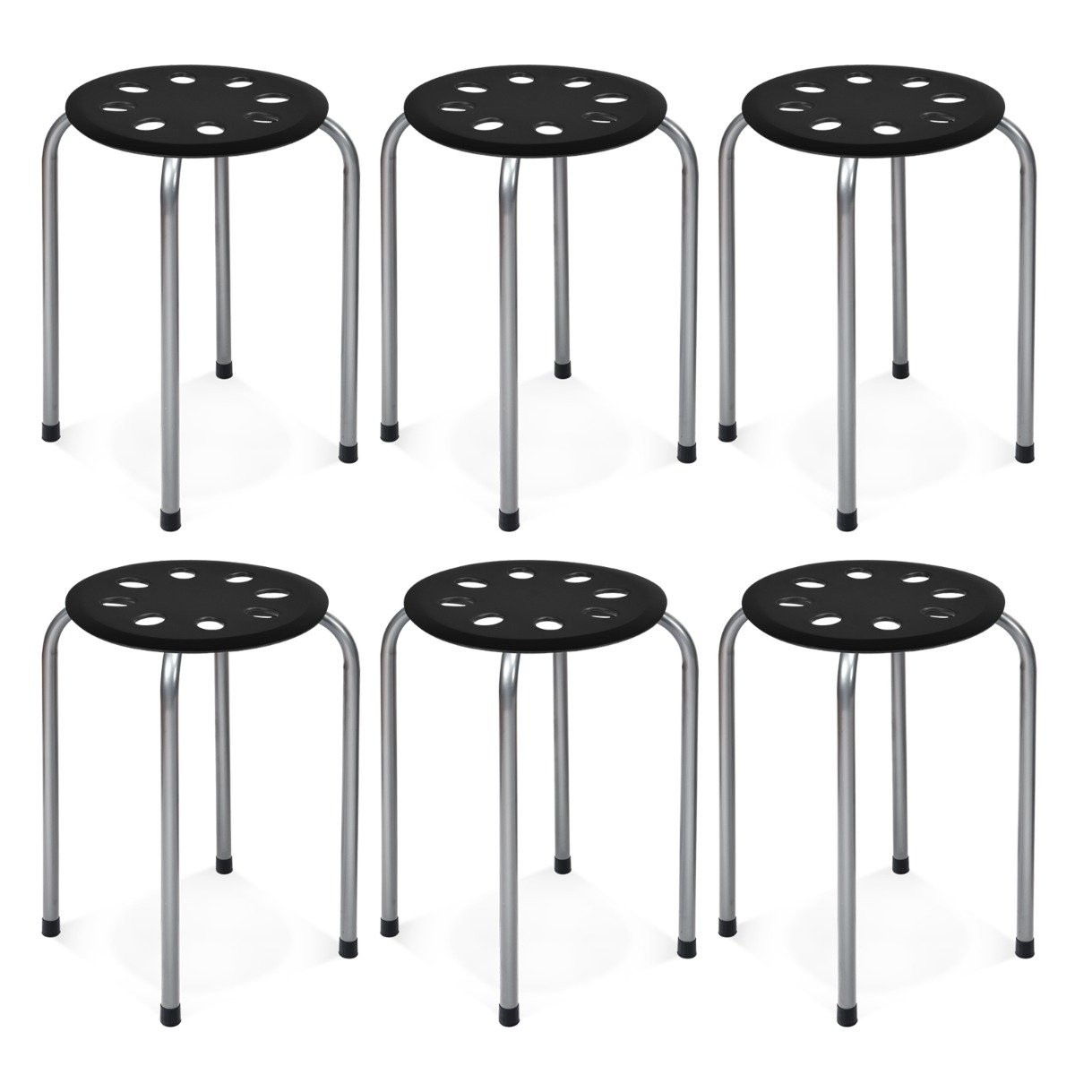 Stackable Metal Stools, 6-Pack, Round Seat, 30x30x44.5 cm