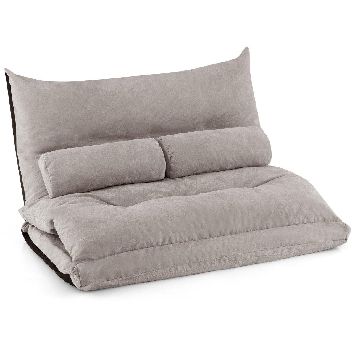 Sofá-cama ajustável 3 em 1 com almofadas, cinza