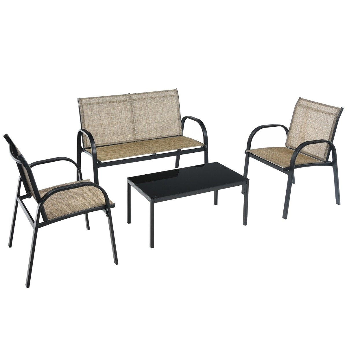 Conjunto de móveis para área externa de 4 peças com sofá, cadeiras ...