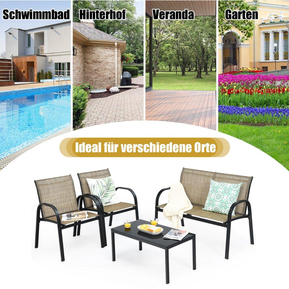 Conjunto de móveis para área externa de 4 peças com sofá, cadeiras ...