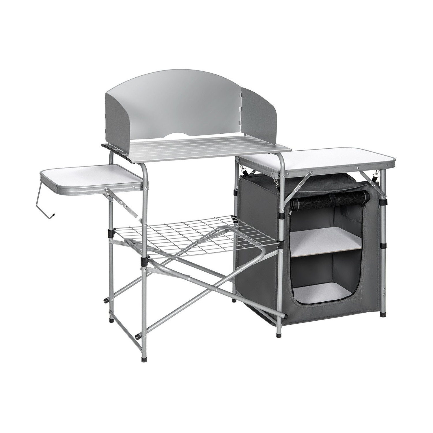 Portable Folding Camping Kitchen with Windshield & Storage