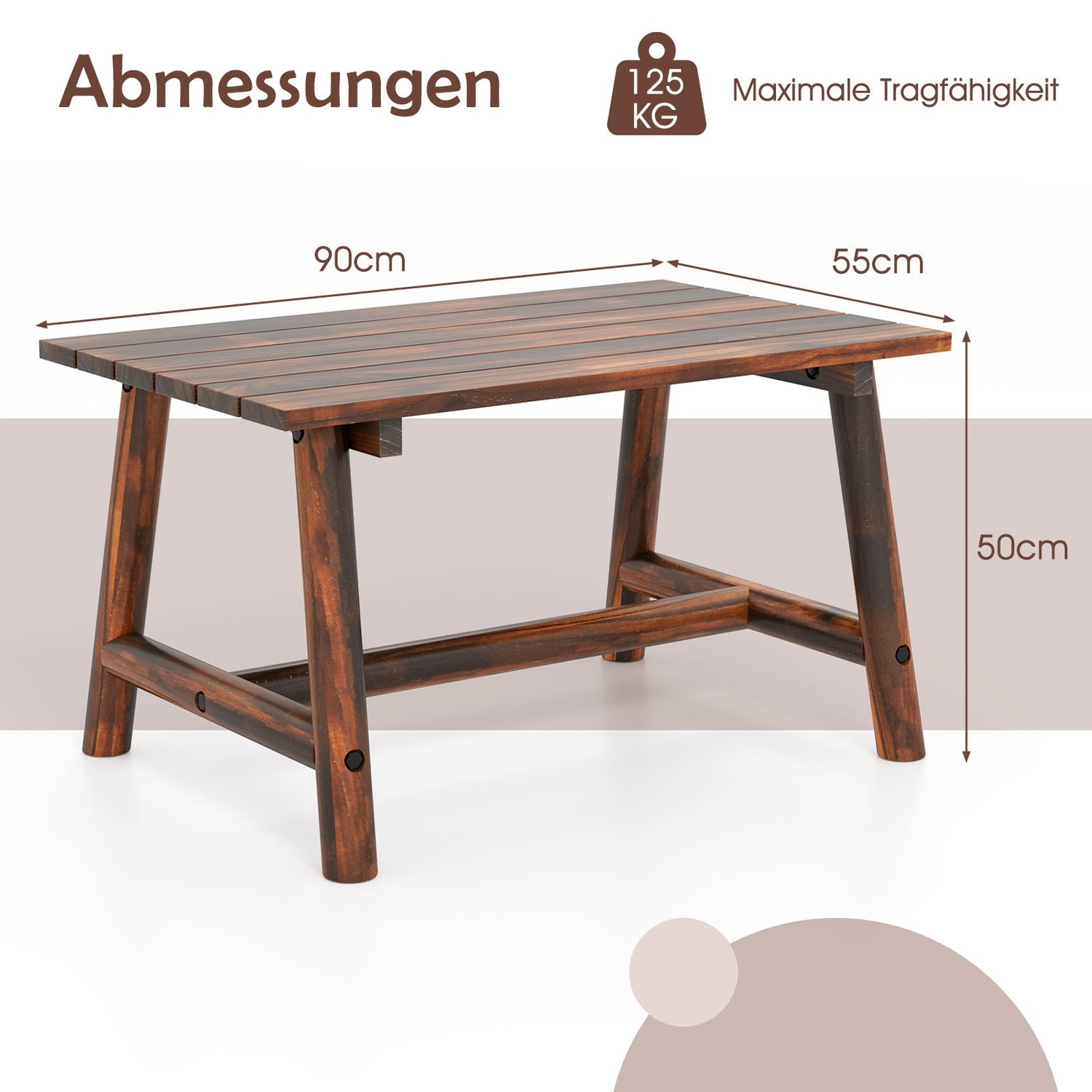 Mesa de centro de madeira de pinho para área externa – Design retan...