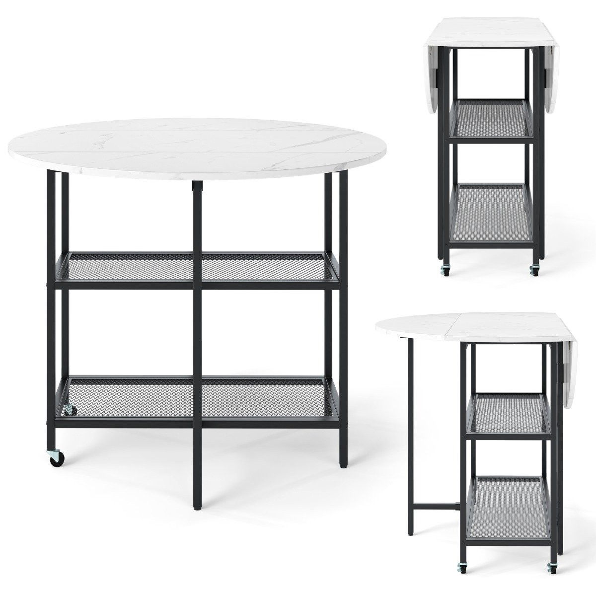 Foldable Dining Table, Marble Look, Seats 2-4, Mobile