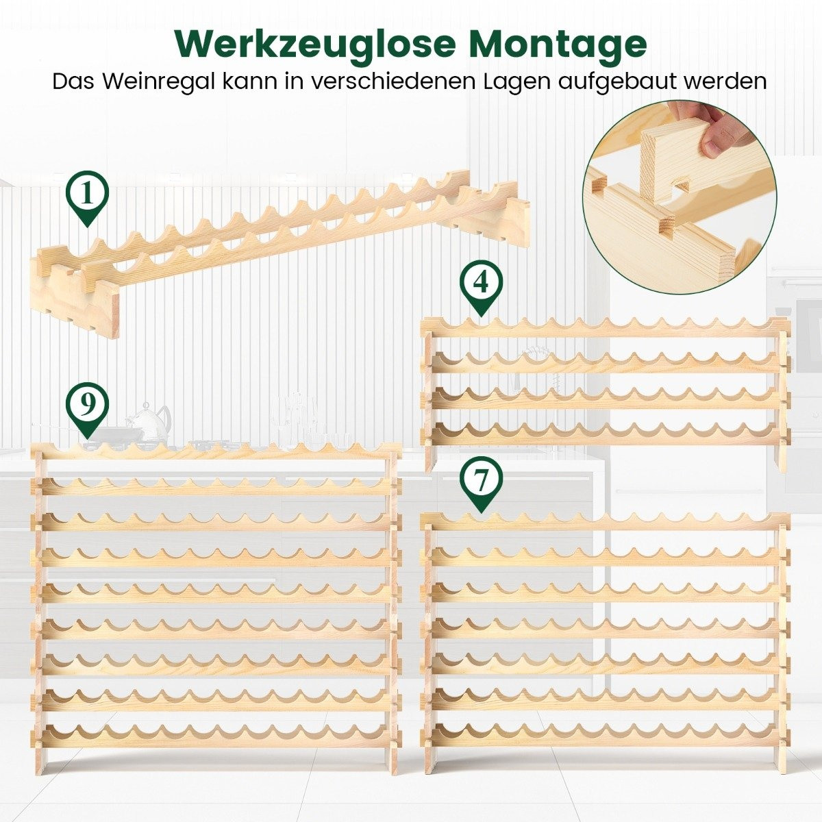 Wood Wine Rack, Stackable, Holds 108 Bottles