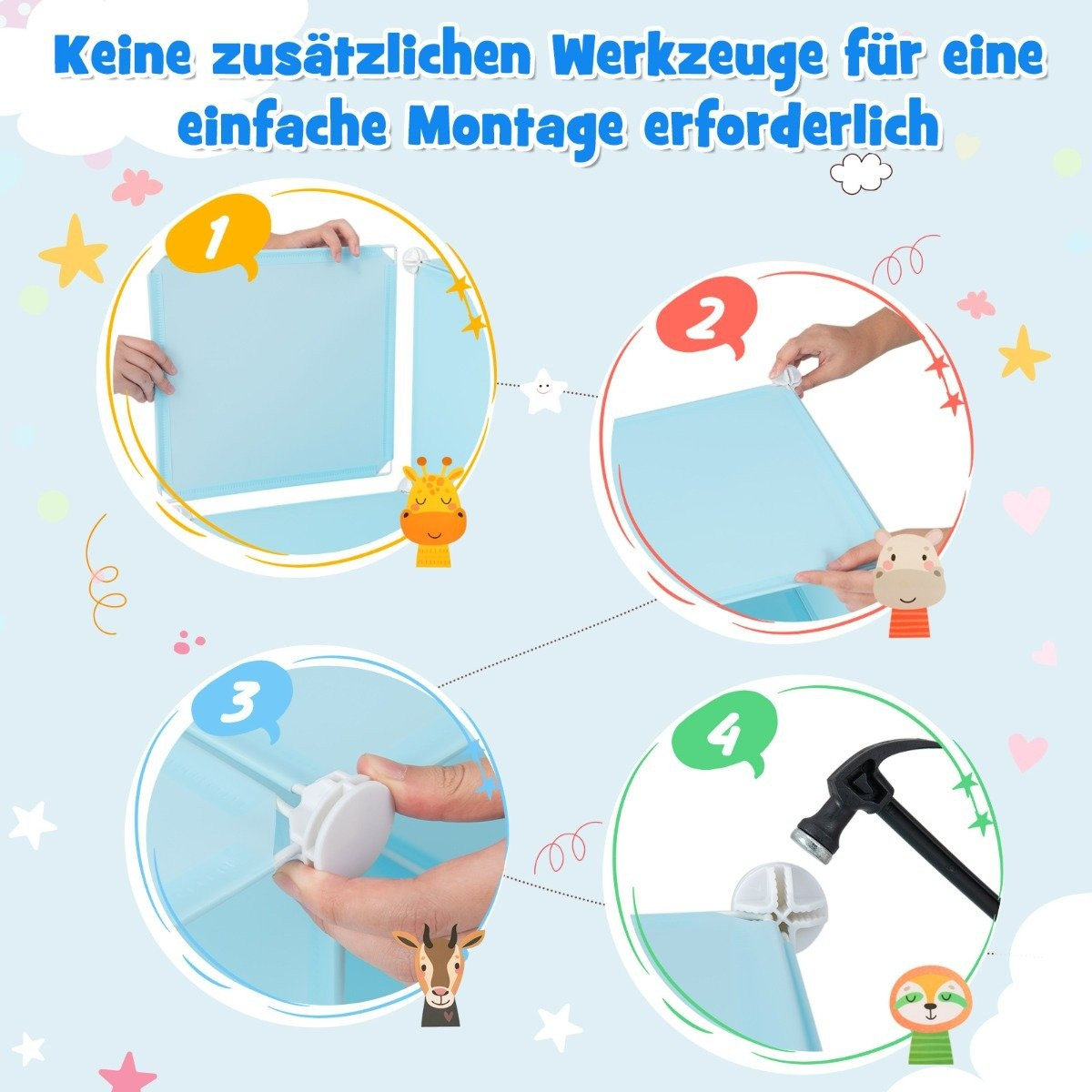 Armadio per bambini con 12 cubi, blu, plastica
