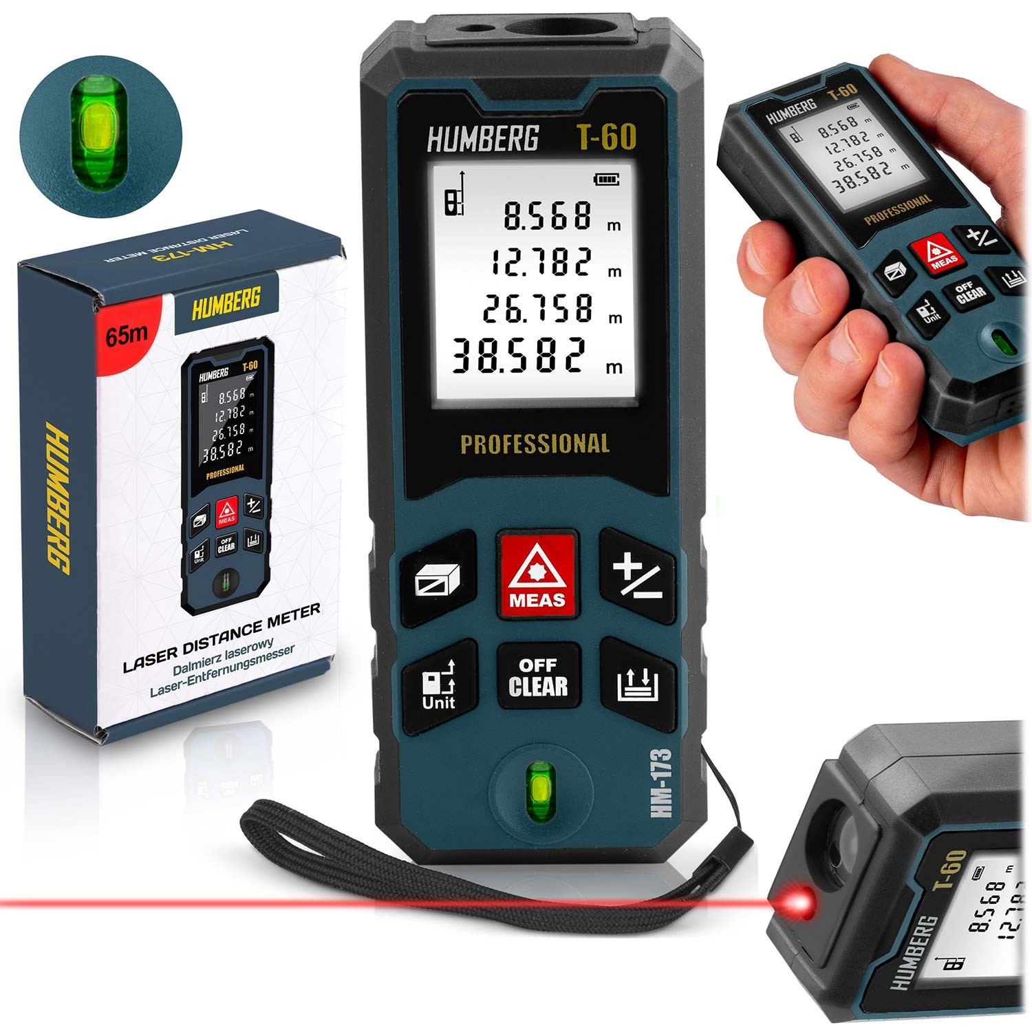 Télémètre laser 60 m, conception compacte