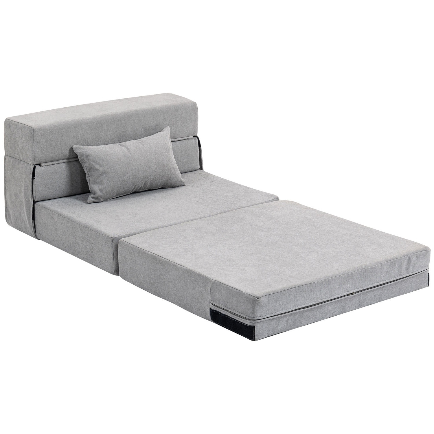Convertible Floor Sofa Bed – Foam, Light Grey, Includes Pillow