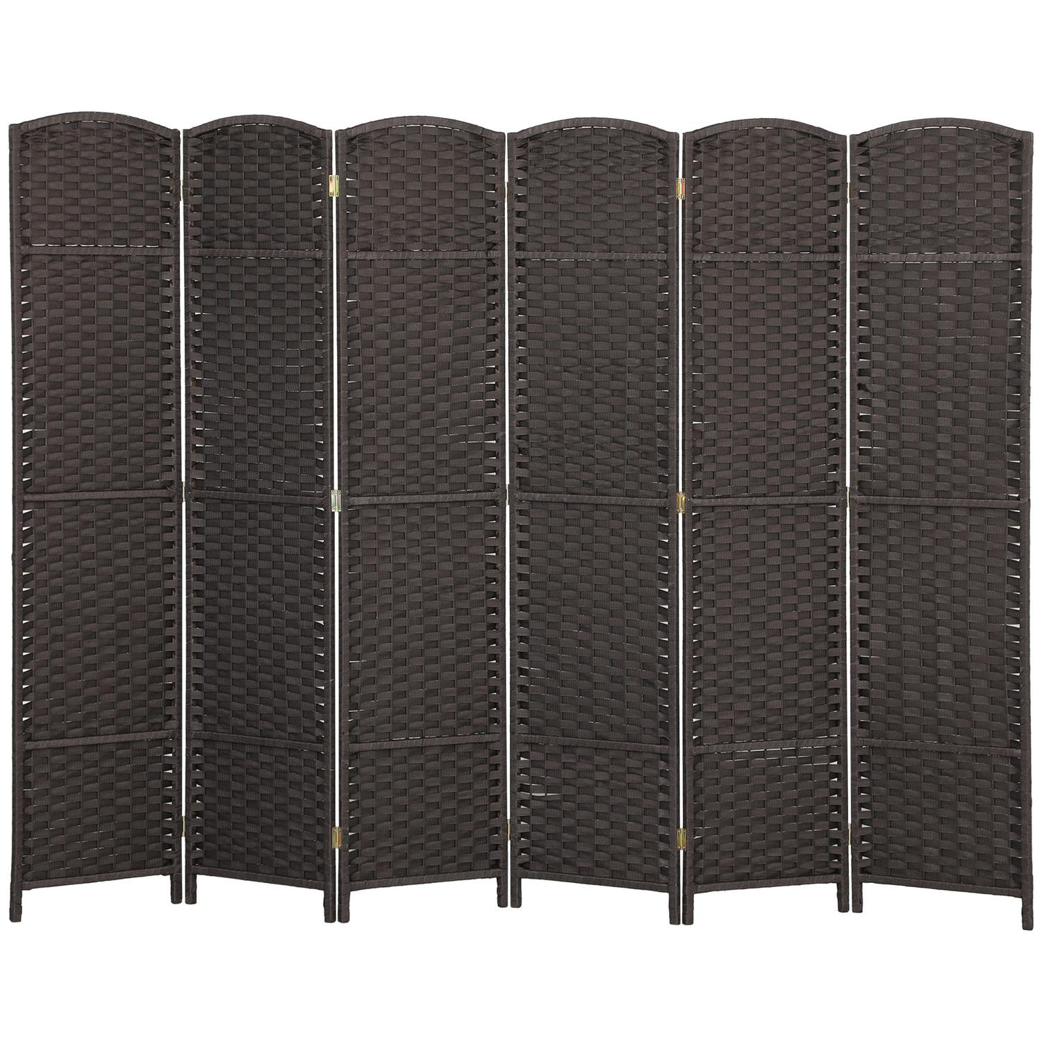 6-Panel Folding Room Divider, Brown, Polypropylene