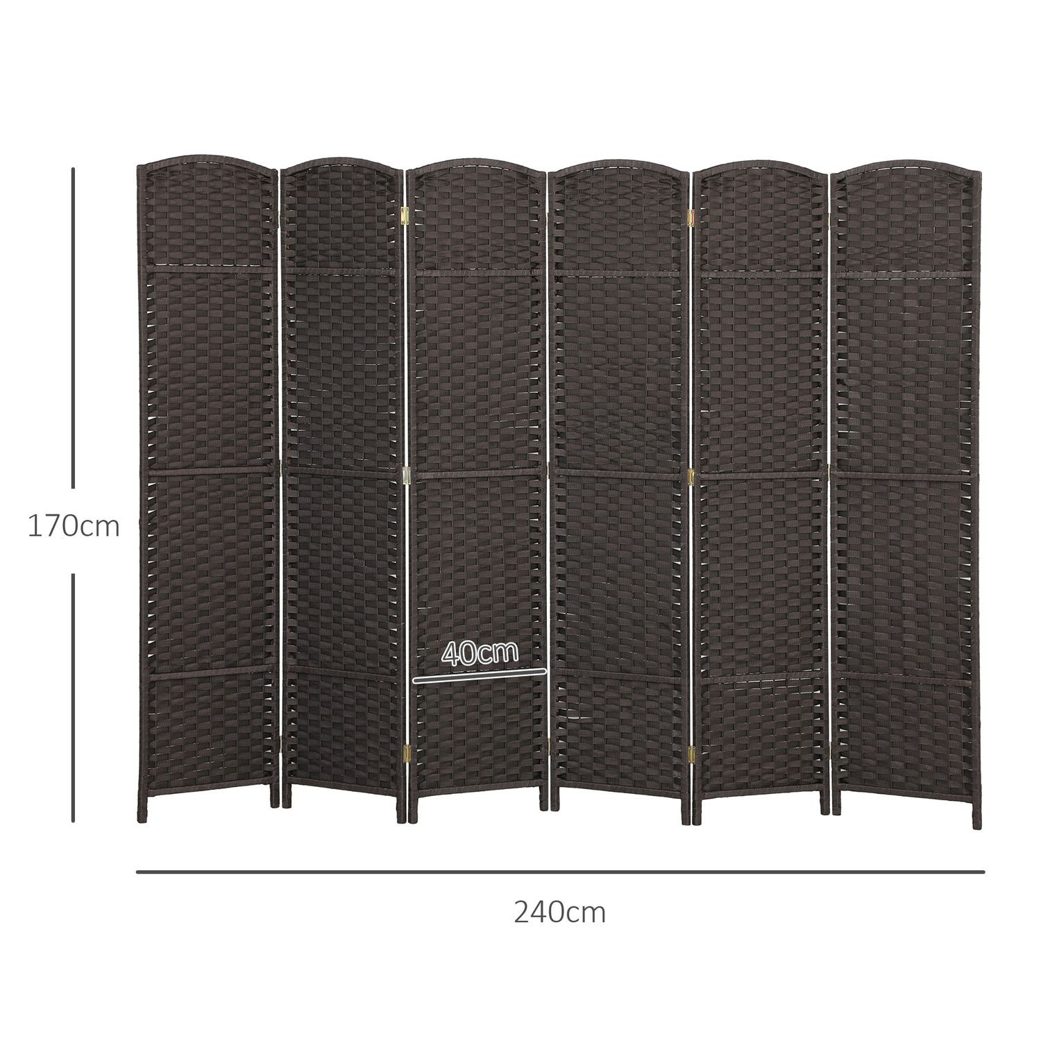 6-Panel Folding Room Divider, Brown, Polypropylene
