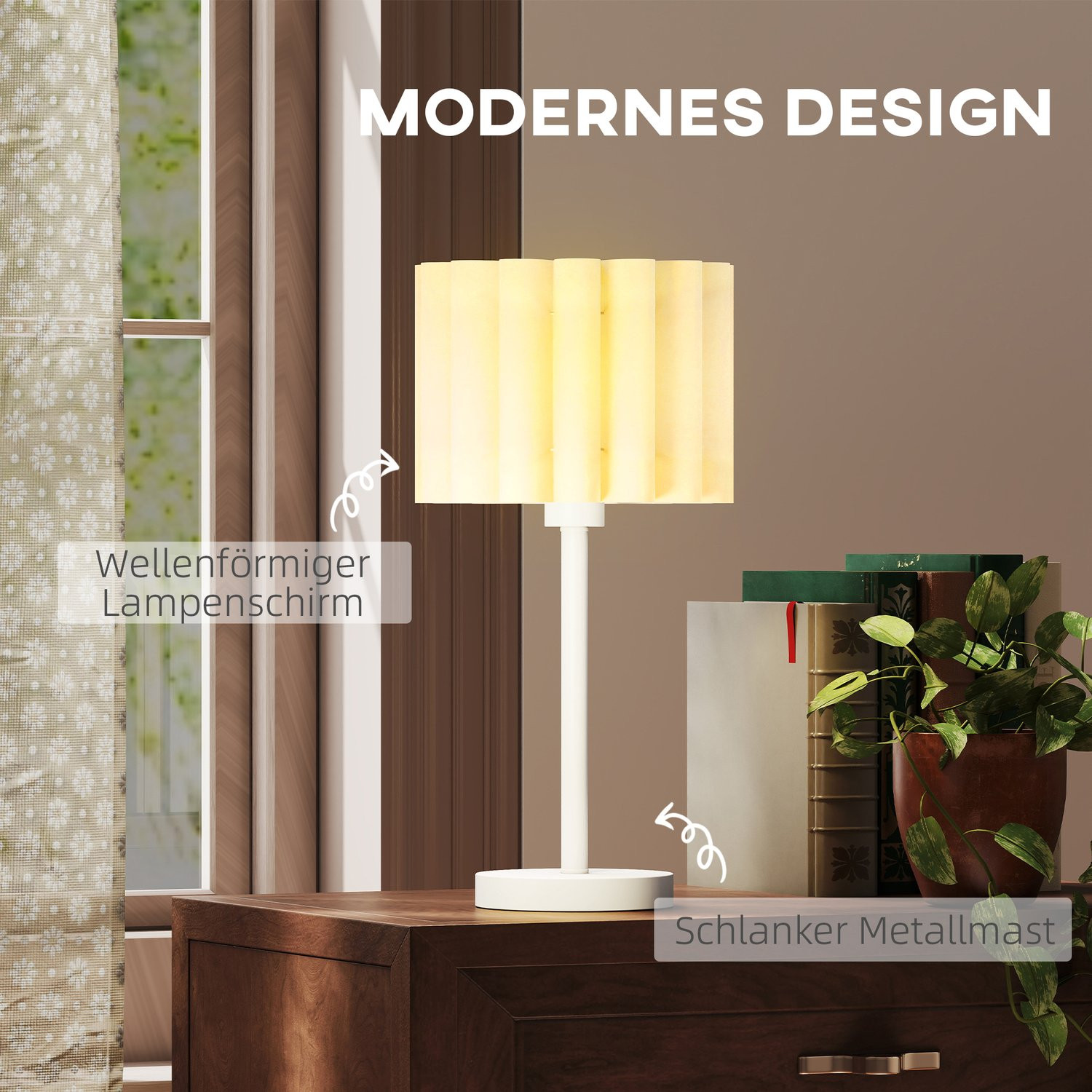 Retro Style Table Lamp, White Plastic Shade, E27 Socket