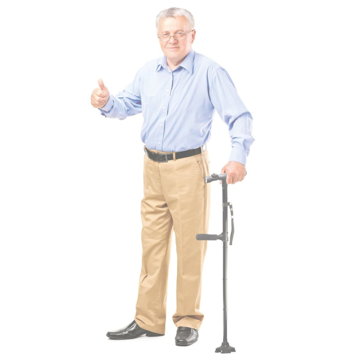 Foldable Walking Stick with LED Light and Tripod Base
