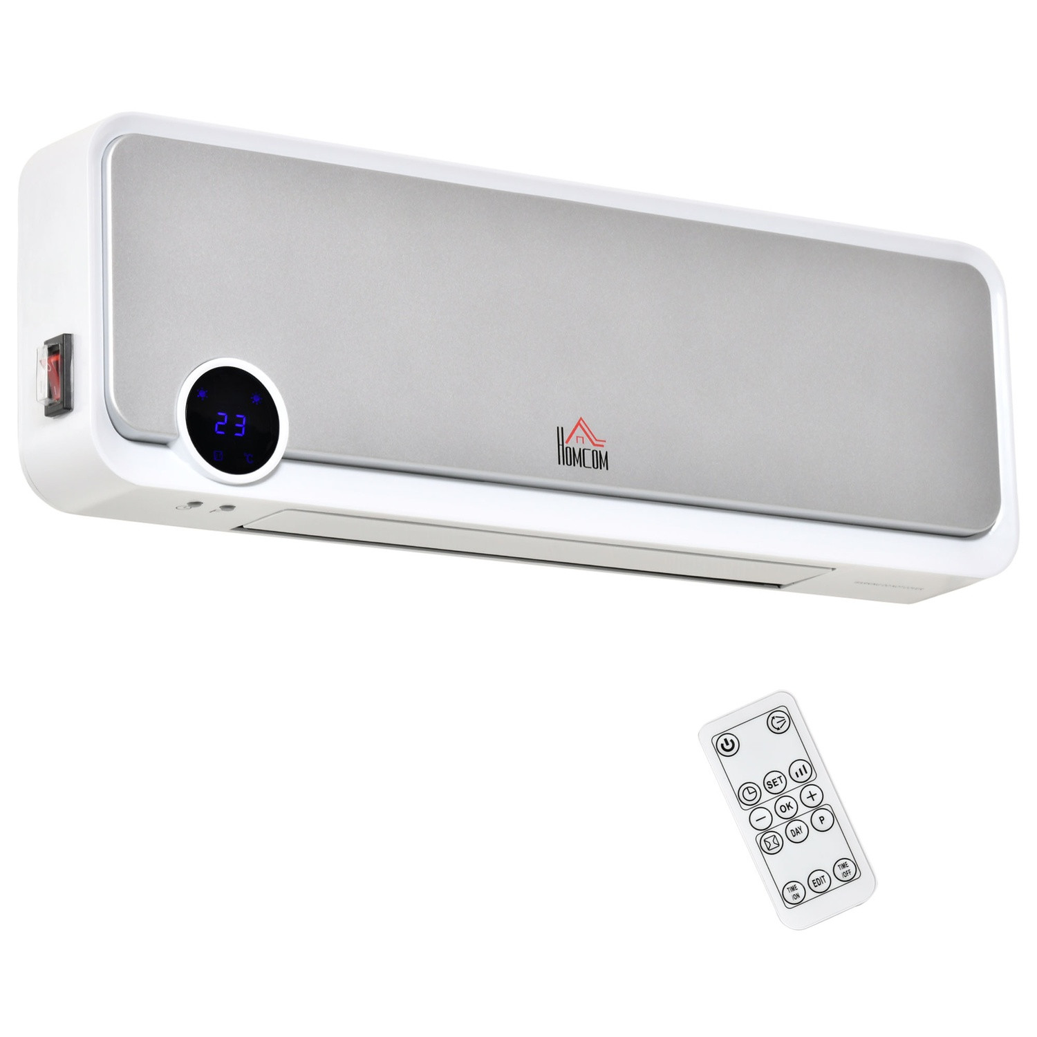 Wall-Mounted Ceramic Heater, Remote, Timer, IPX2