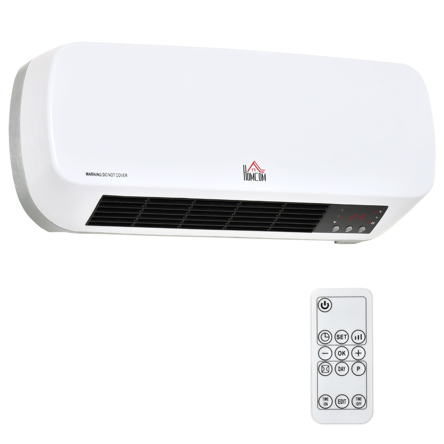 Wall-Mounted Ceramic Heater with Remote, Timer, IPX2