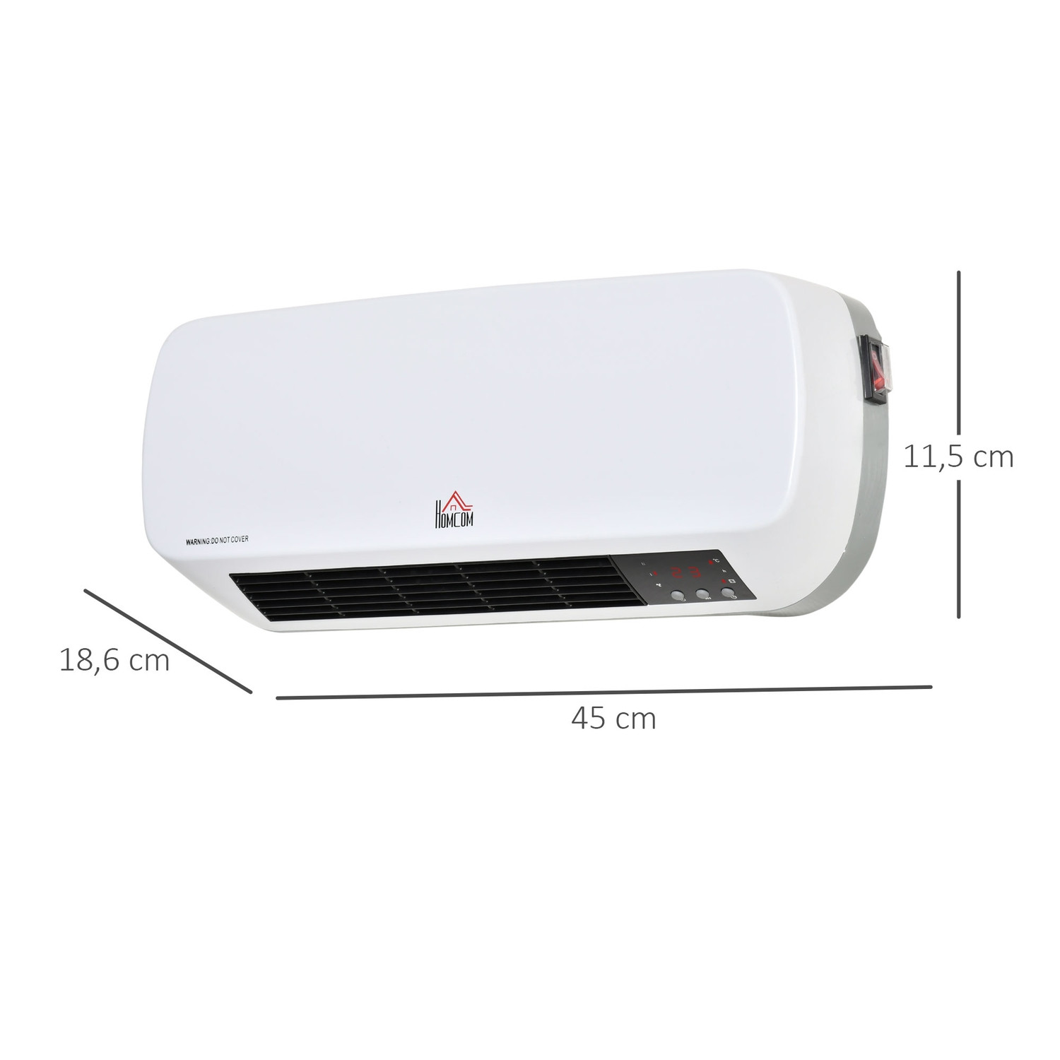 Wall-Mounted Ceramic Heater with Remote, Timer, IPX2