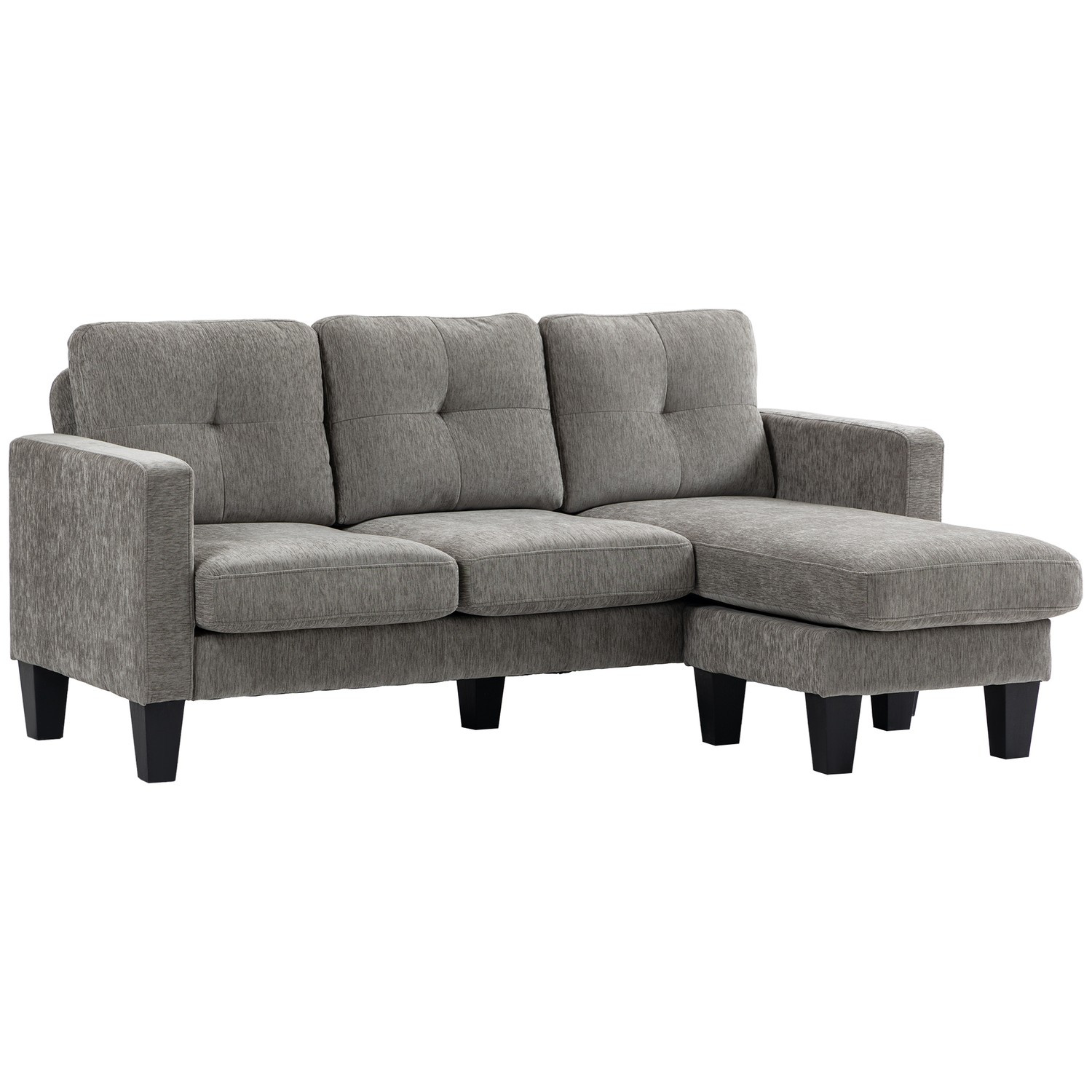 L-Shaped Sofa, Chenille Fabric, Brown, Space-Saving Design