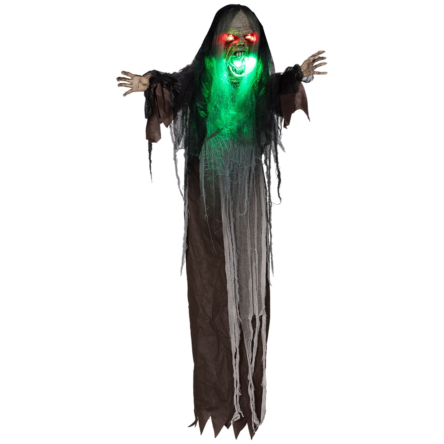 Decoração de Halloween animada com luzes e som, 183 cm