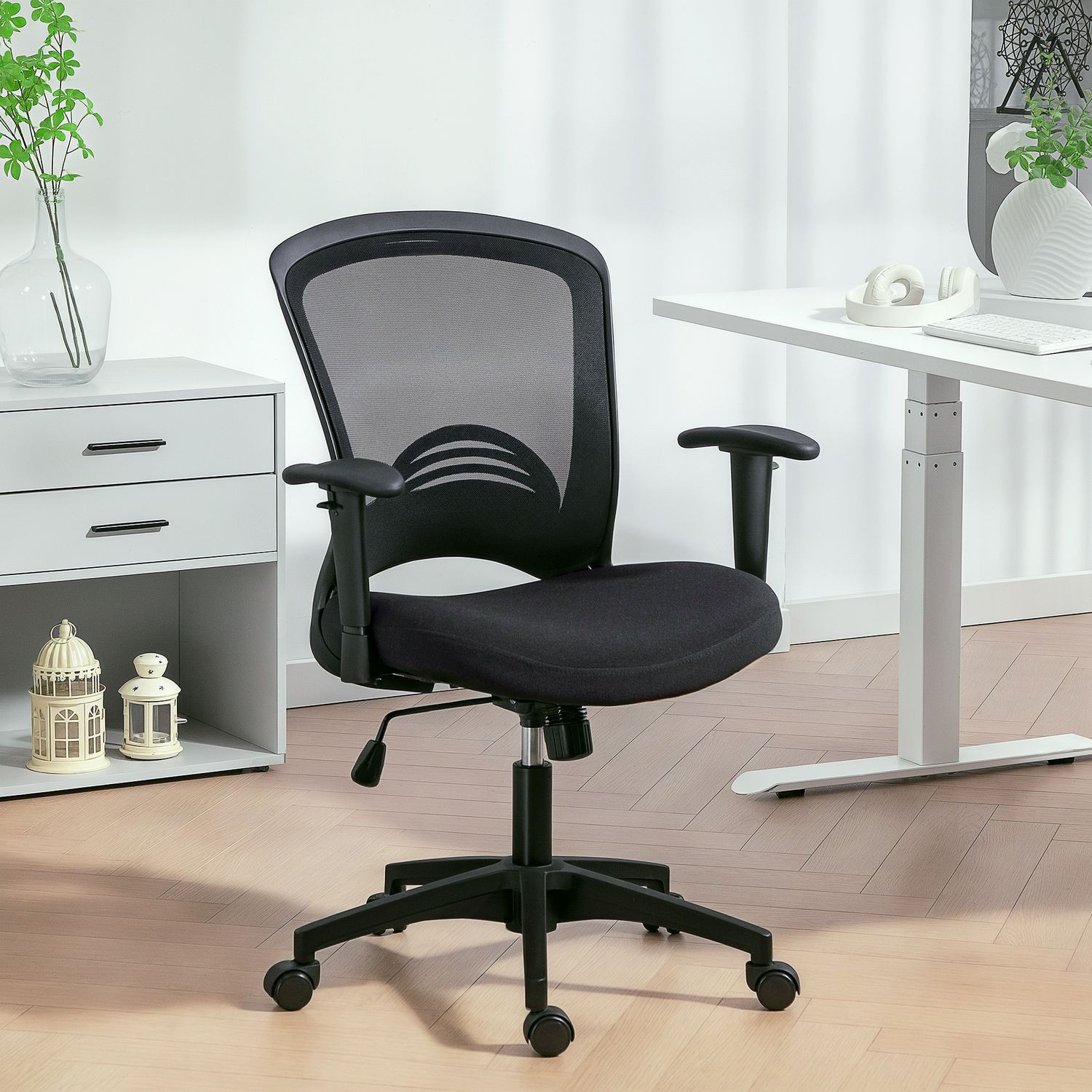 Adjustable Mesh Office Chair, Rolling, Black