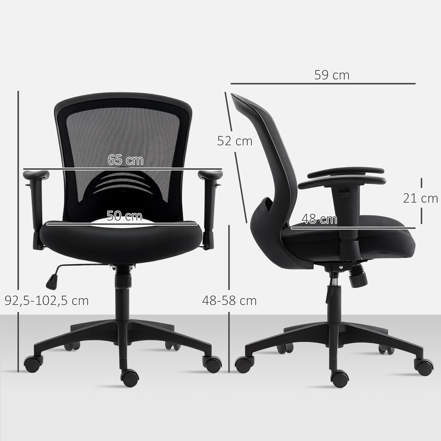Adjustable Mesh Office Chair, Rolling, Black