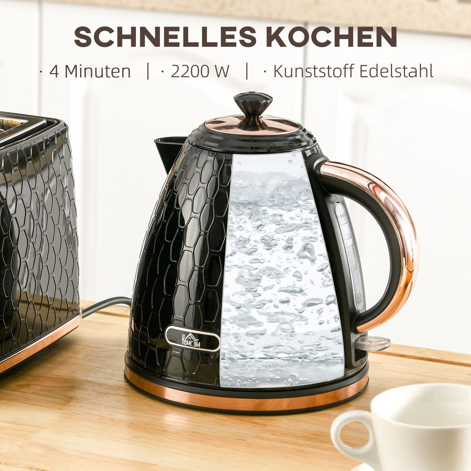 Electric Kettle, 2200W, Window, Filter, Black
