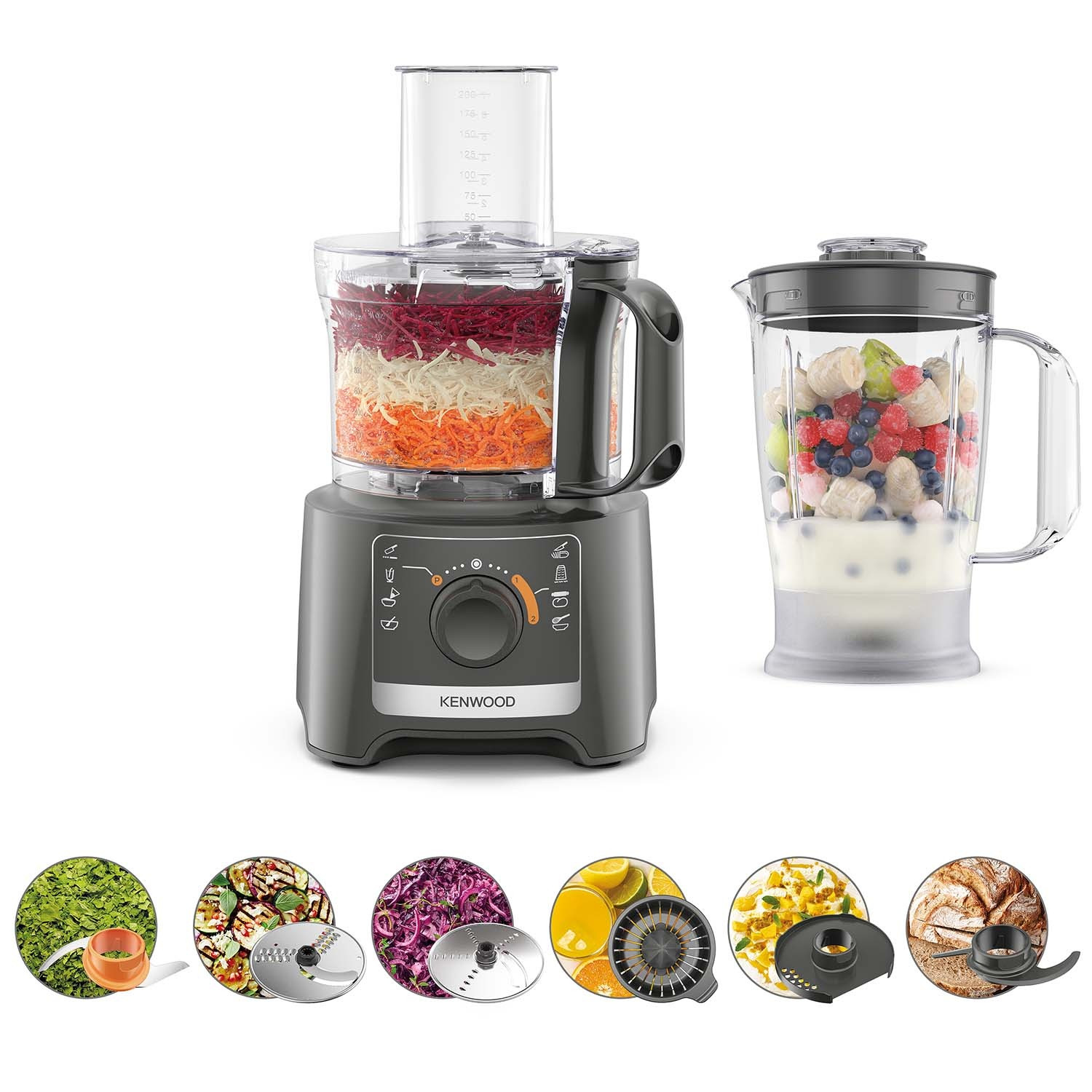 Keukenmachine, 3,6L, Compact, Grijs
