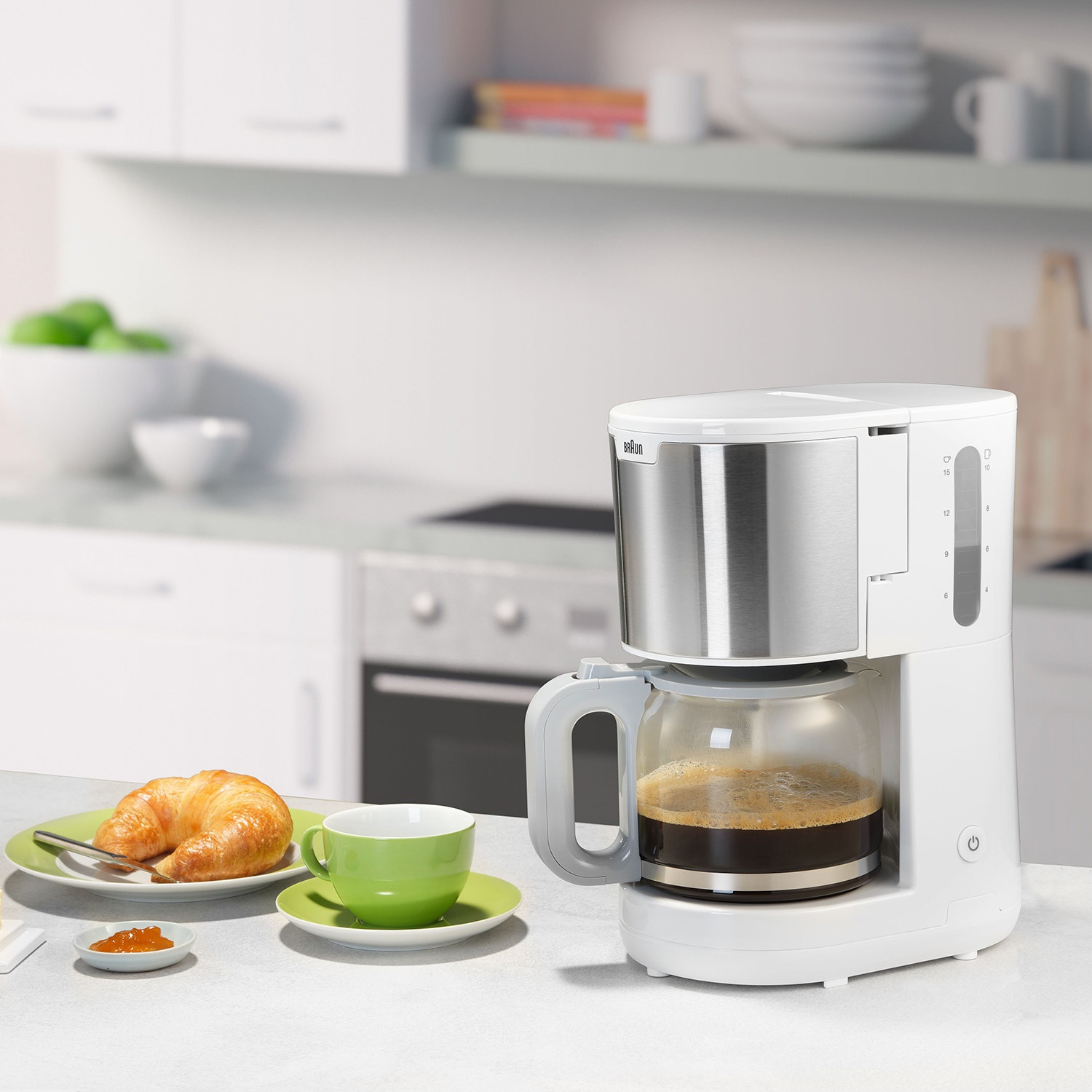 Macchina per il caffè, capacità 1,5 l, bianca