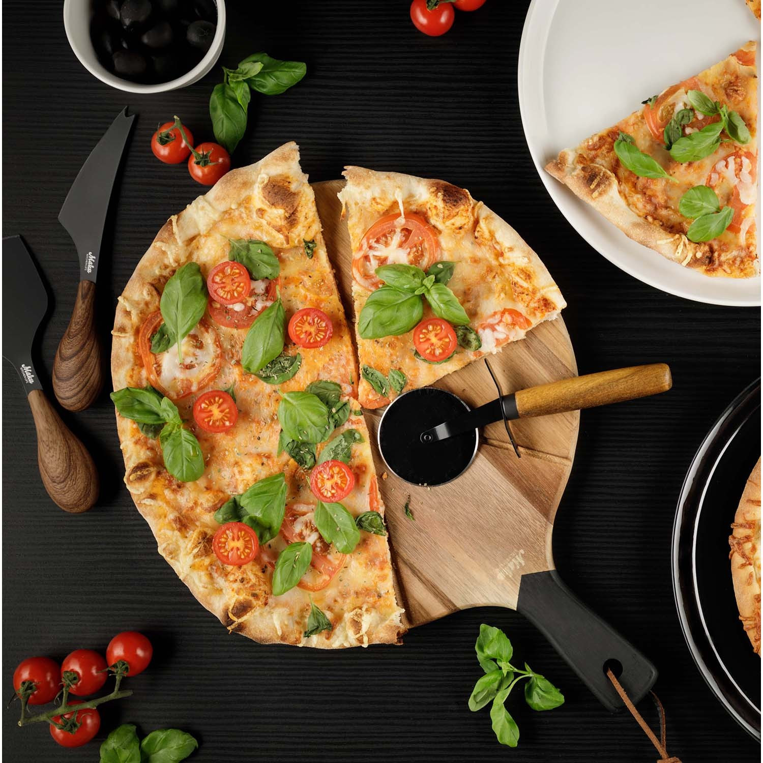 Conjunto de pizza com bandeja e cortador