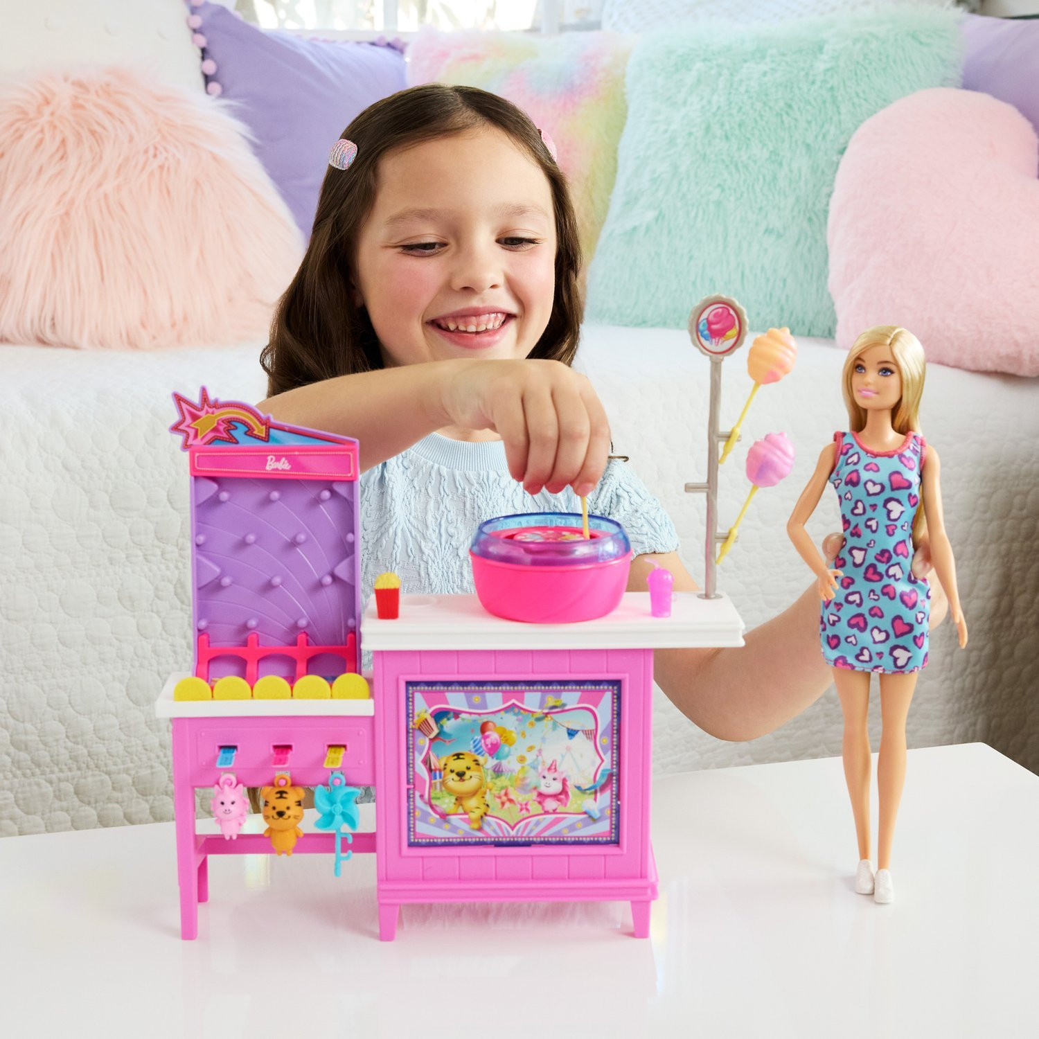 Conjunto de brinquedo Barbie Algodão Doce com Boneca e Acessórios