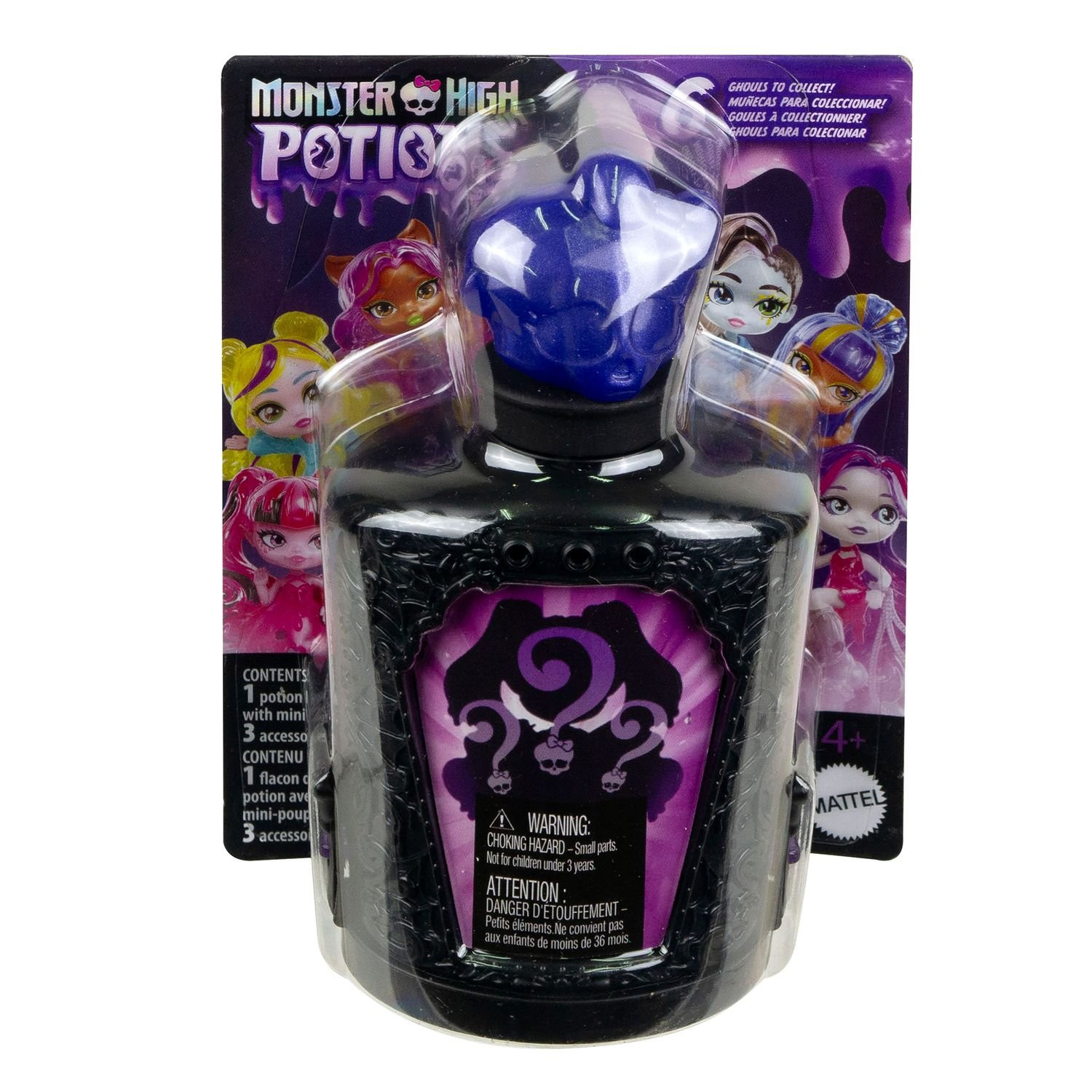 Frasco de poção Monster High com mini boneca e pingentes