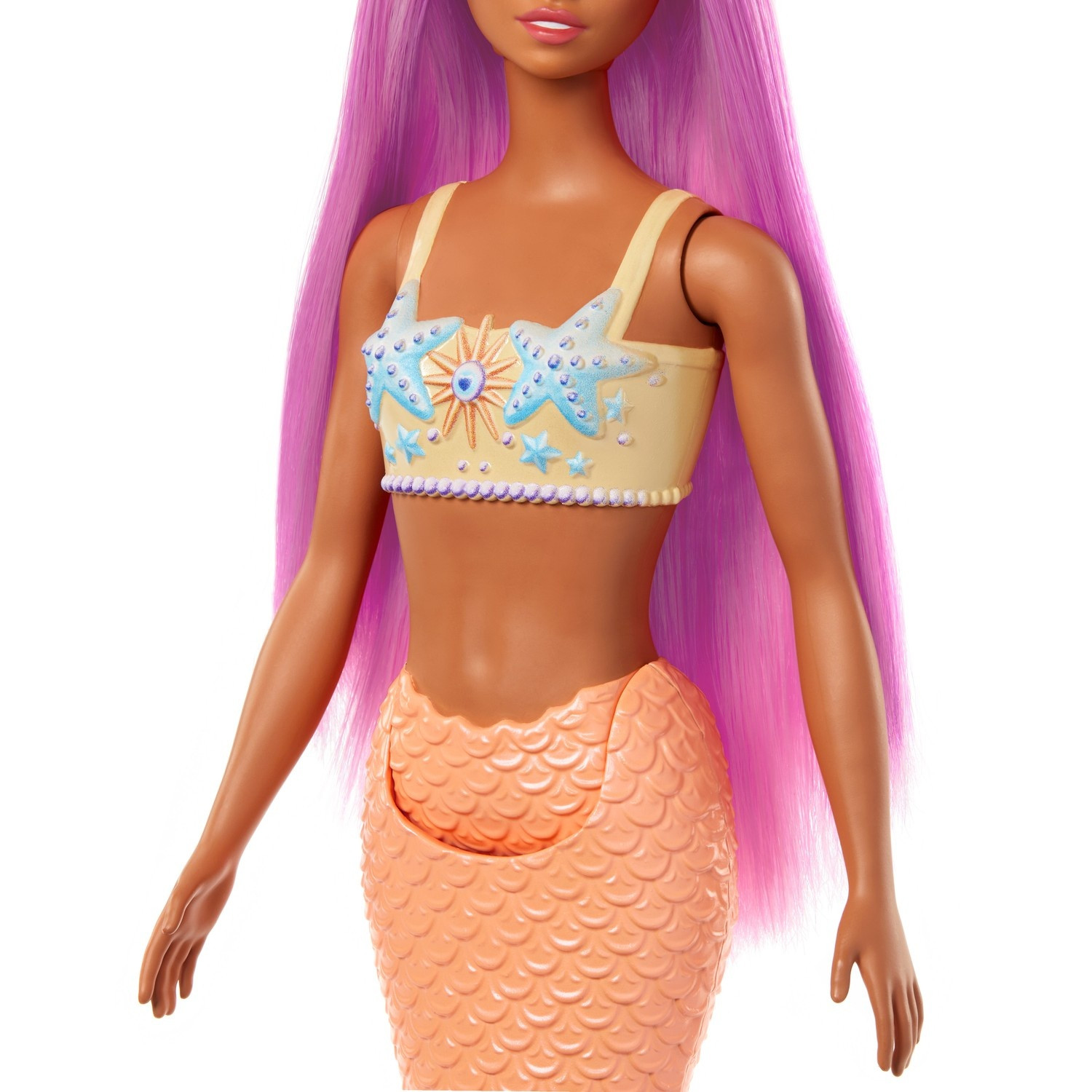 Boneca Sereia com Cauda Amarela e Cabelo Rosa