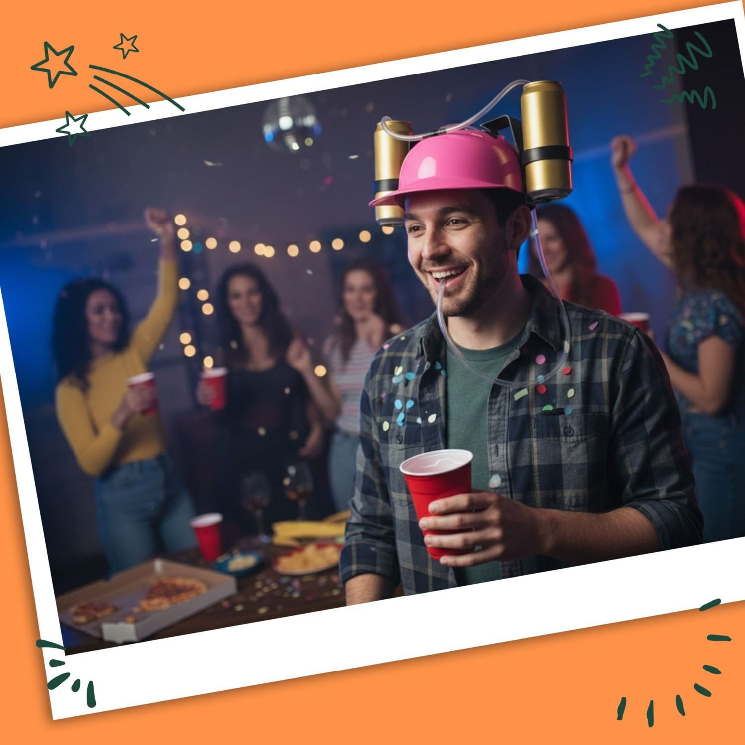 Bierdrinkhoed - Handsfree feestaccessoire